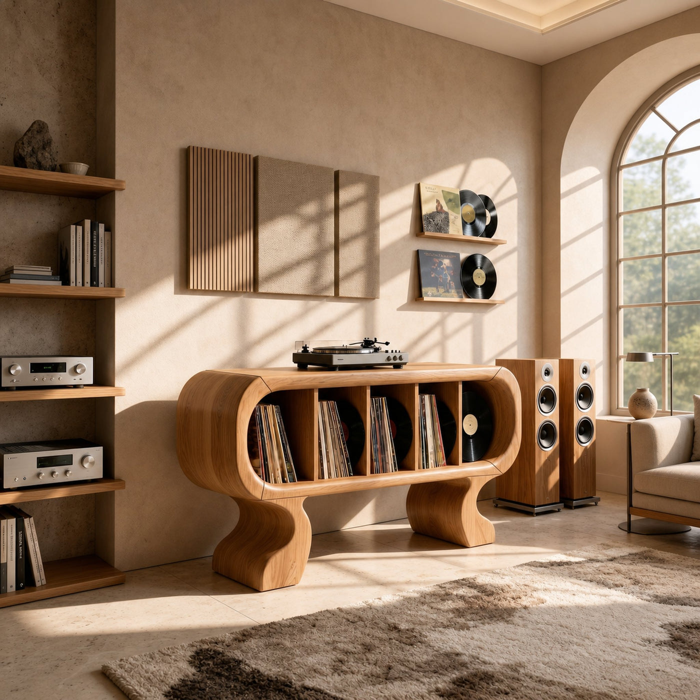 Contemporary Curved Record Player Stand Luxury Suite - product view 5