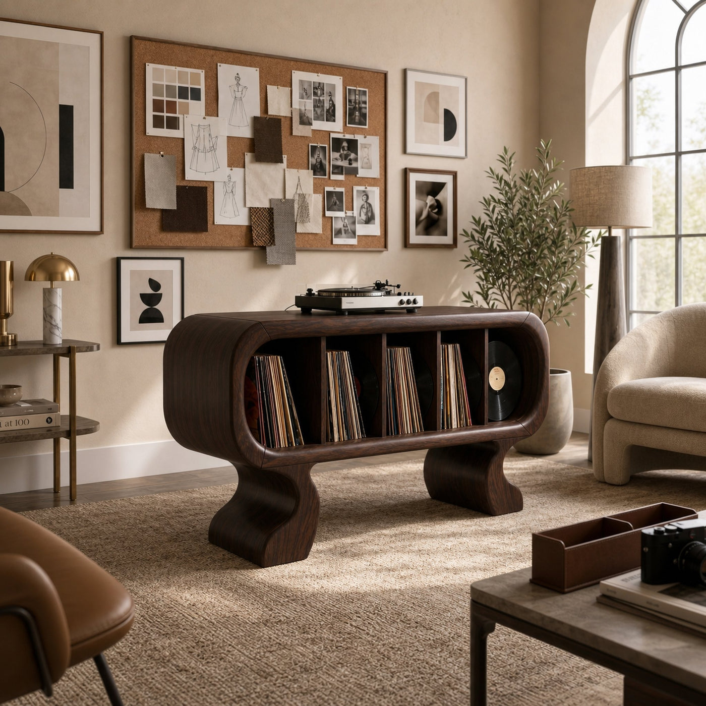 Contemporary Curved Record Player Stand Luxury Suite - product view 7