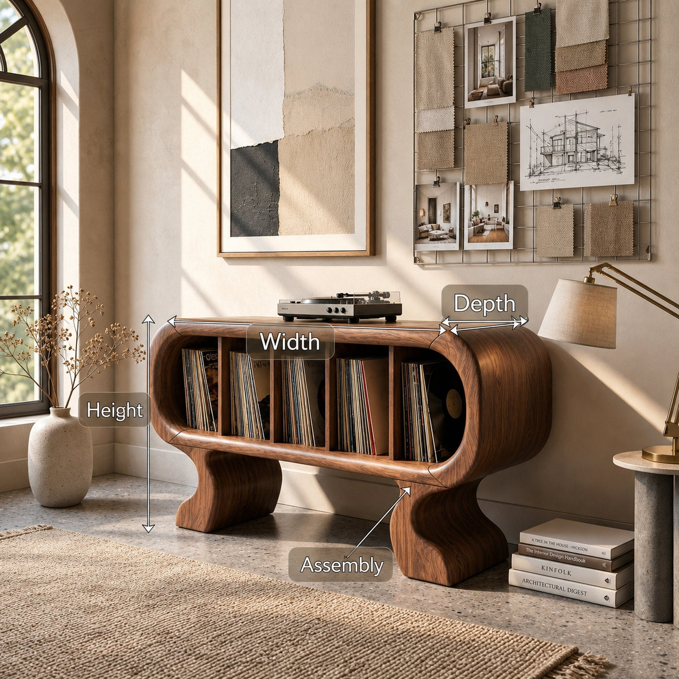 Contemporary Curved Record Player Stand Luxury Suite - product view 8