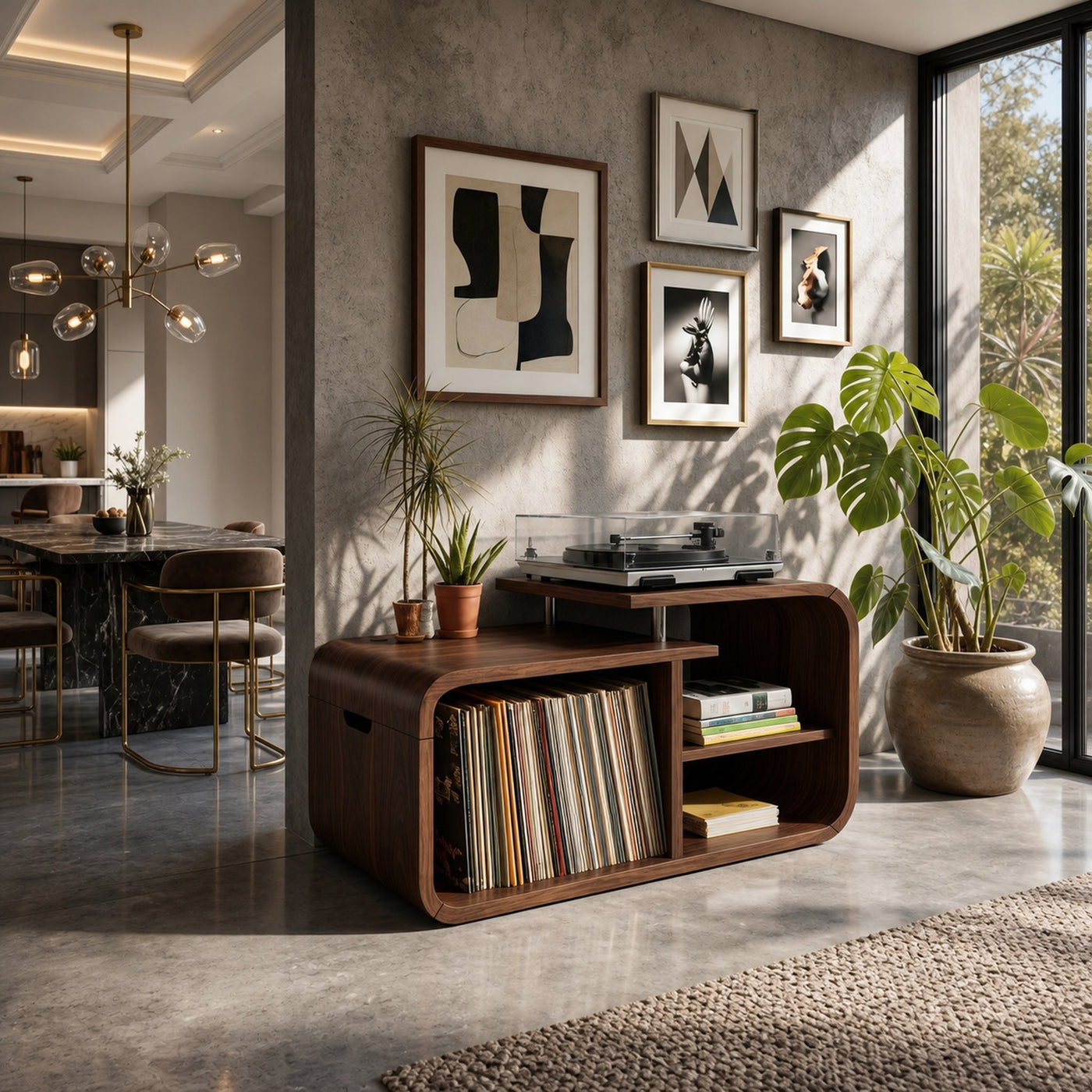 Contemporary Curved Record Player Stand Urban Penthouse - product view 7