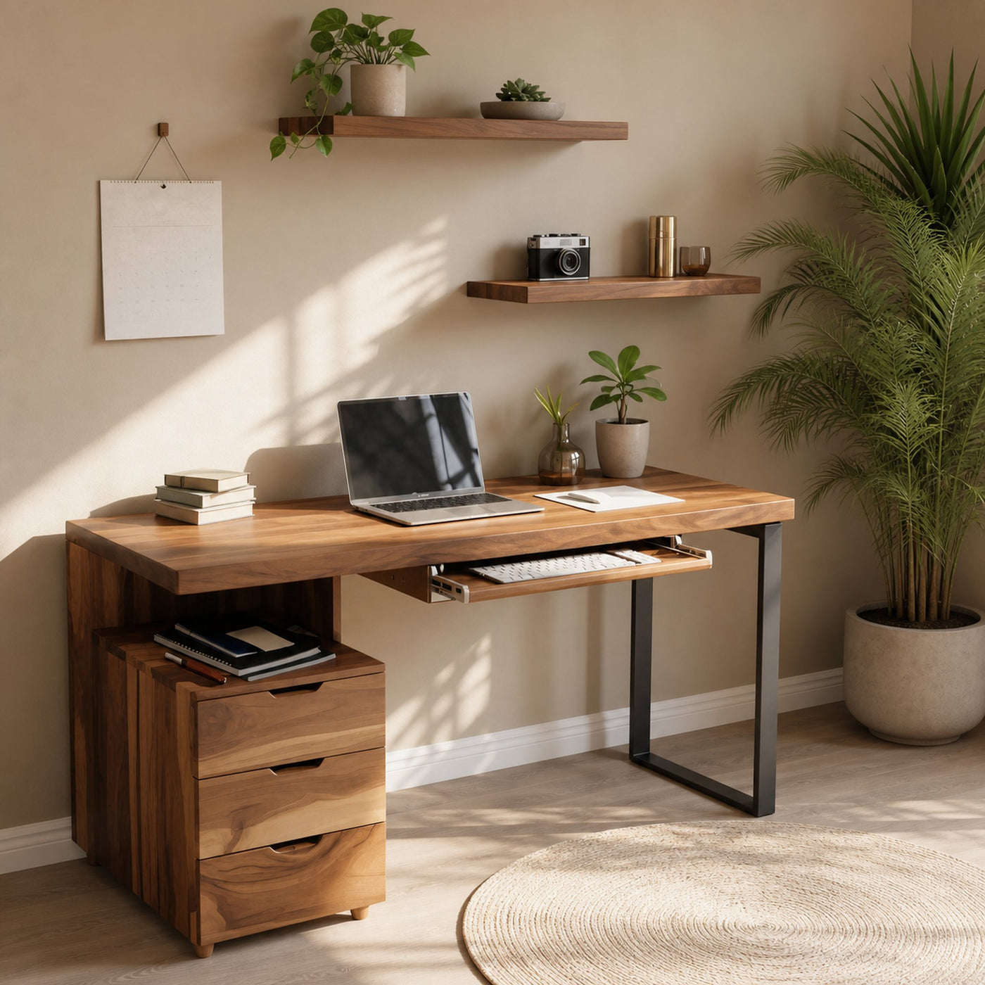 Contemporary Desk with Drawer For Home Office Workspace