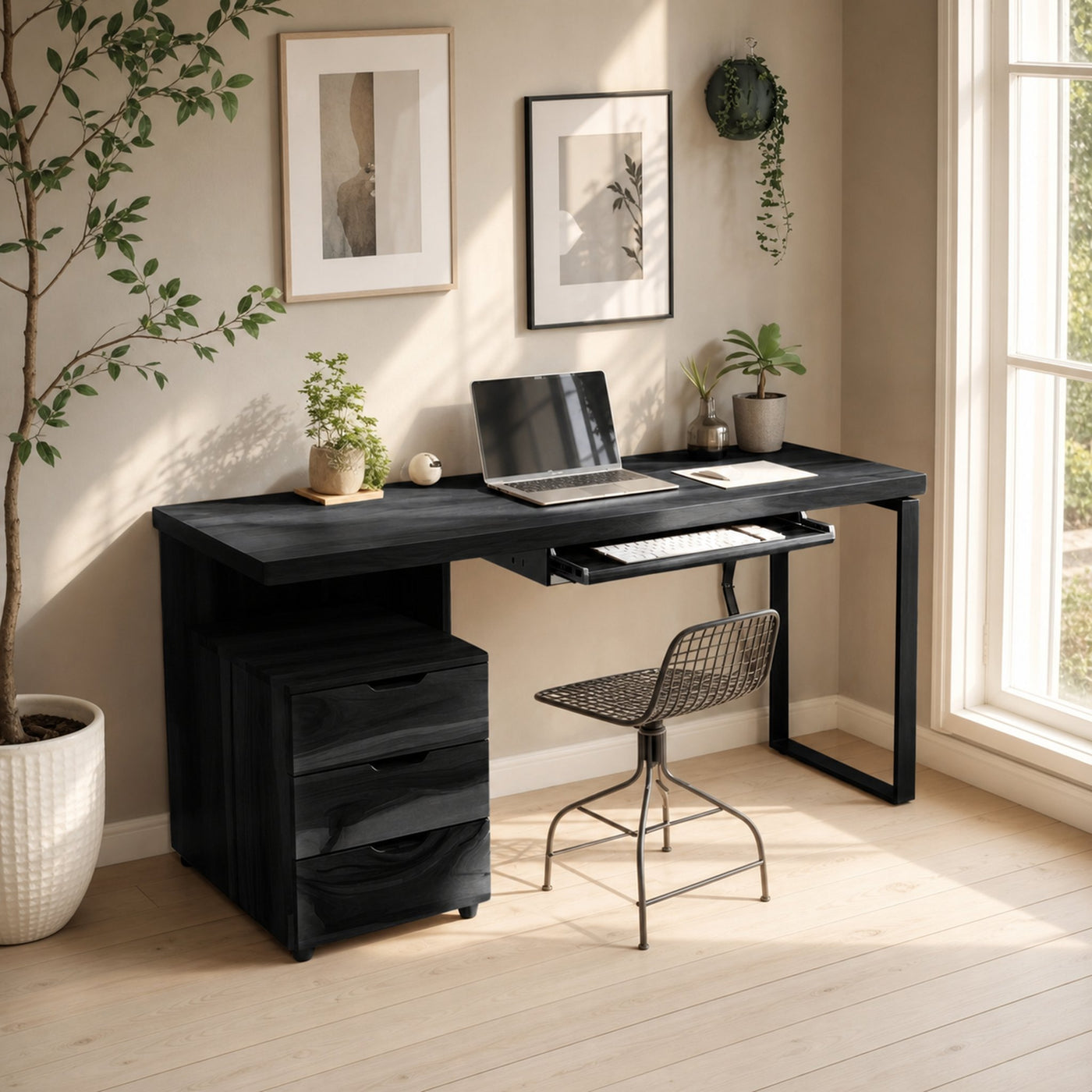 Contemporary Desk with Drawer For Home Office Workspace - product view 4