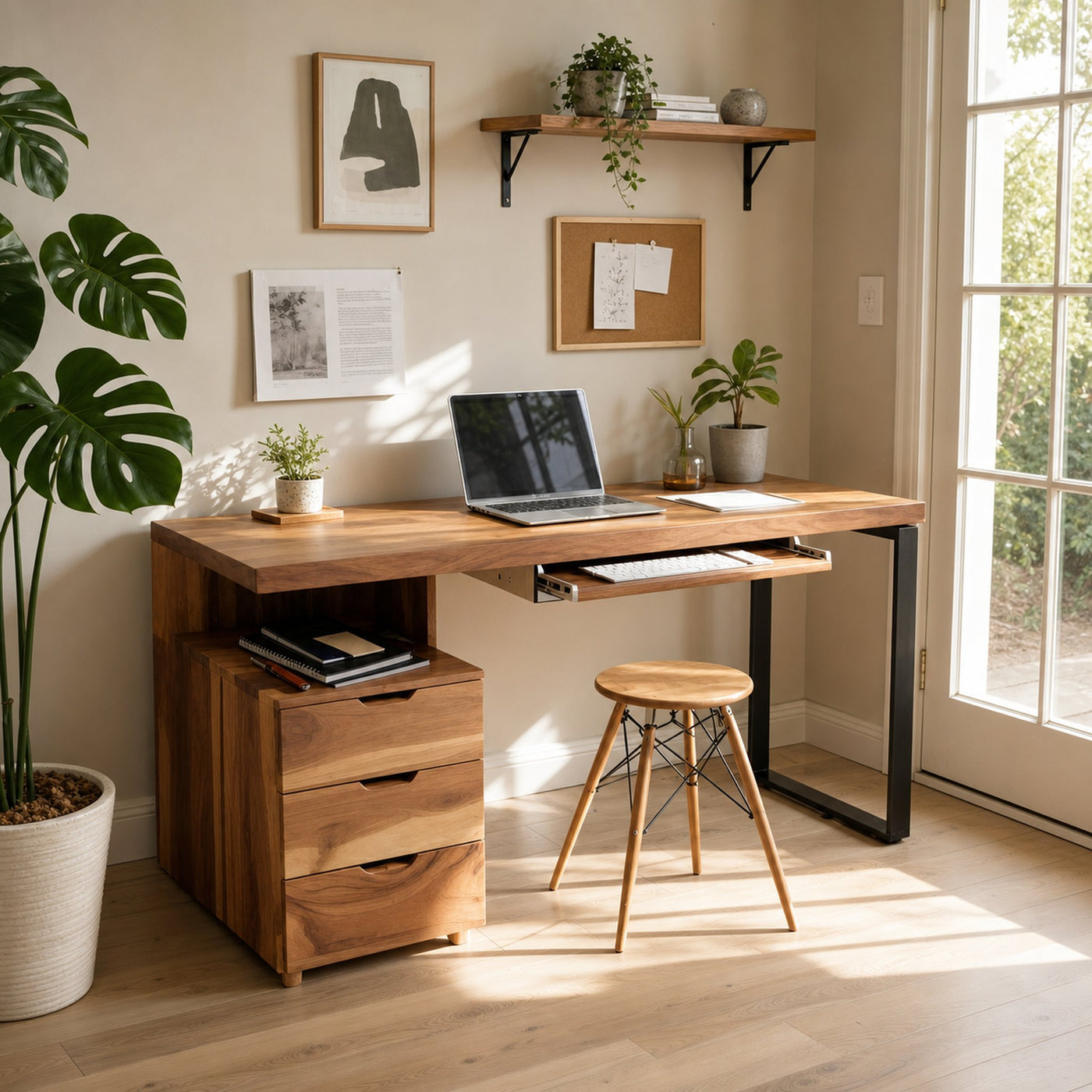 Contemporary Desk with Drawer For Home Office Workspace - product view 5