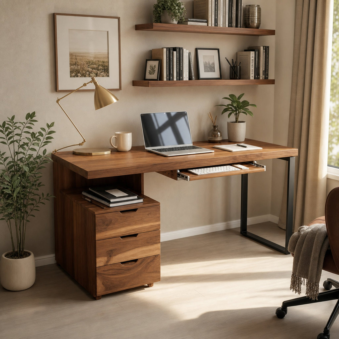 Contemporary Desk with Drawer For Home Office Workspace - product view 6