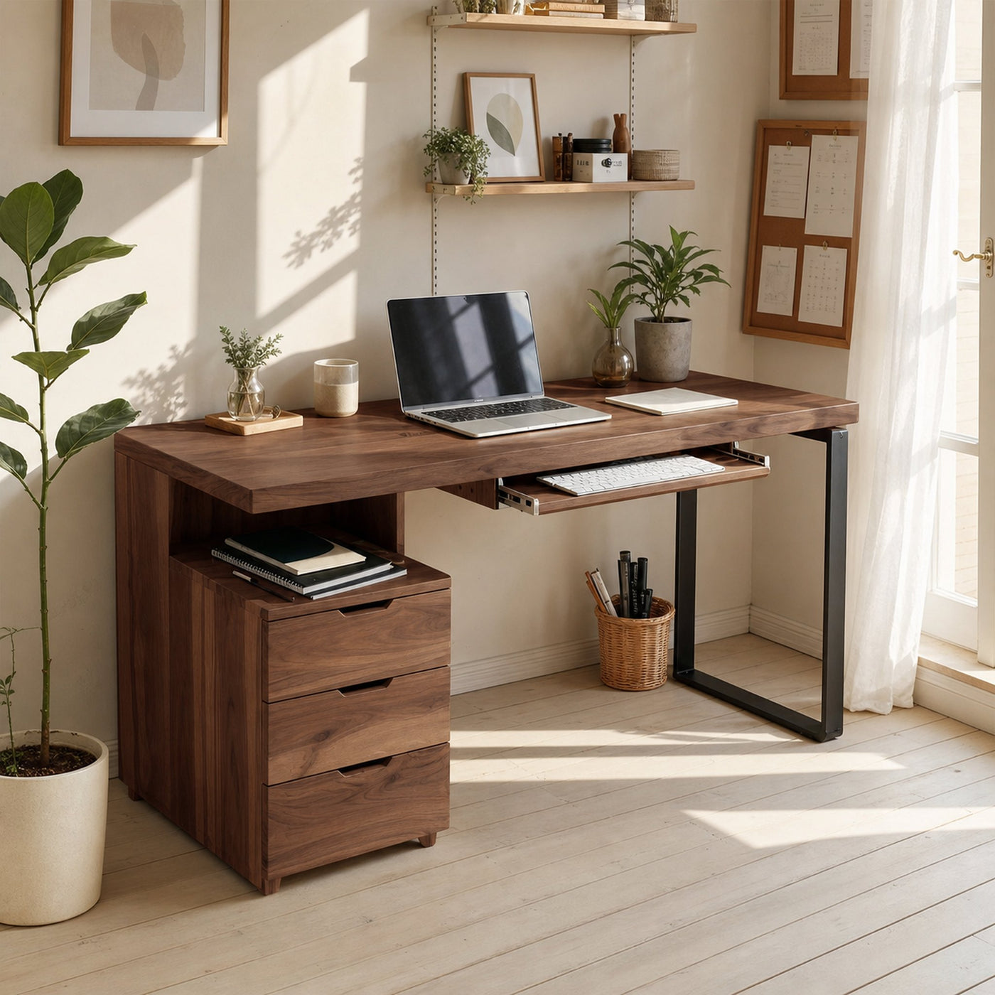 Contemporary Desk with Drawer For Home Office Workspace - product view 7