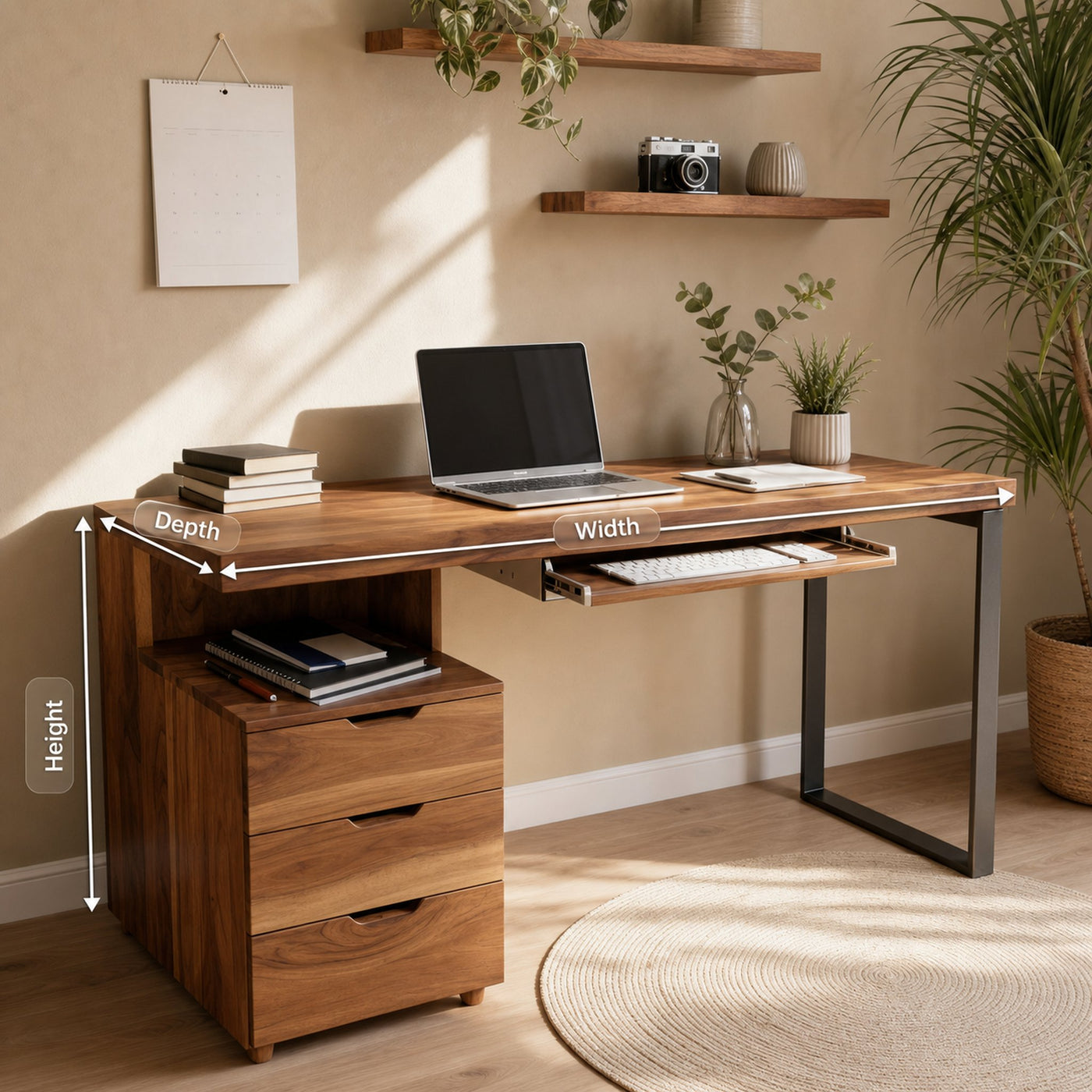 Contemporary Desk with Drawer For Home Office Workspace - product view 8
