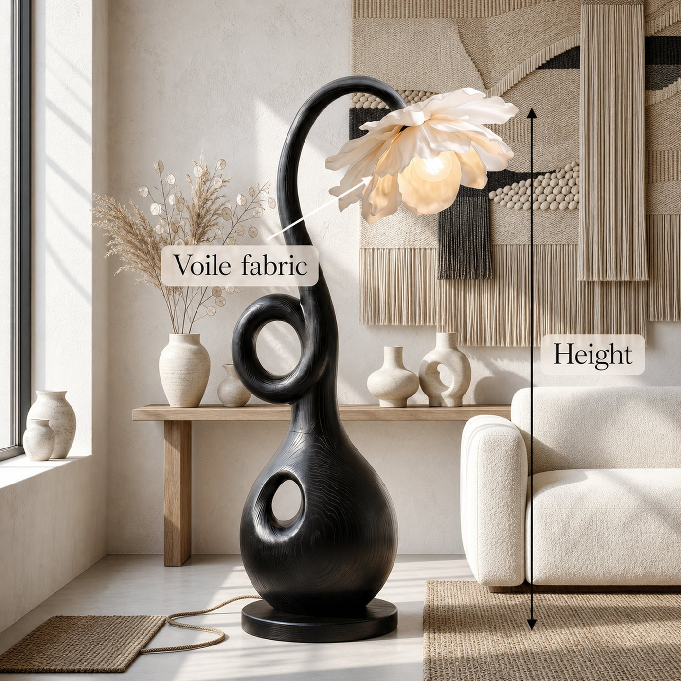 Contemporary Floor Lamp With Organic Sculptural Base And Blooming Flower Design - product view 8