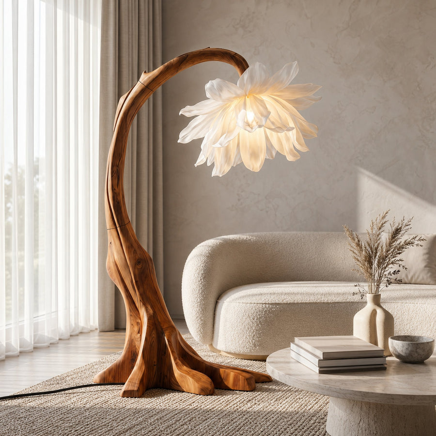 Contemporary Floor Lamp With Sculptural Floral Design For Living Room And Bedroom