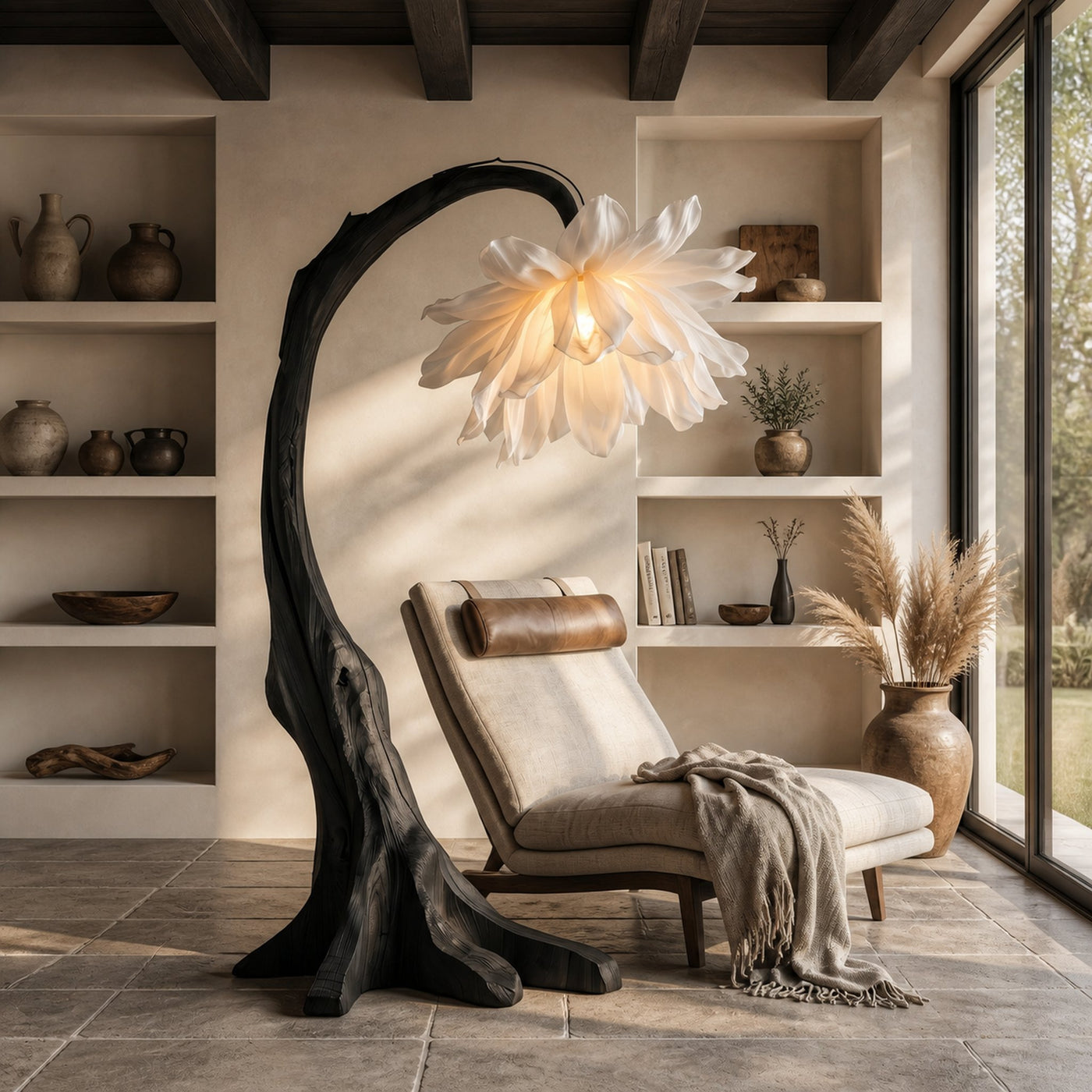 Contemporary Floor Lamp With Sculptural Floral Design For Living Room And Bedroom - product view 4