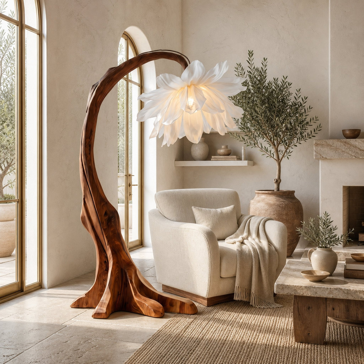 Contemporary Floor Lamp With Sculptural Floral Design For Living Room And Bedroom - product view 6