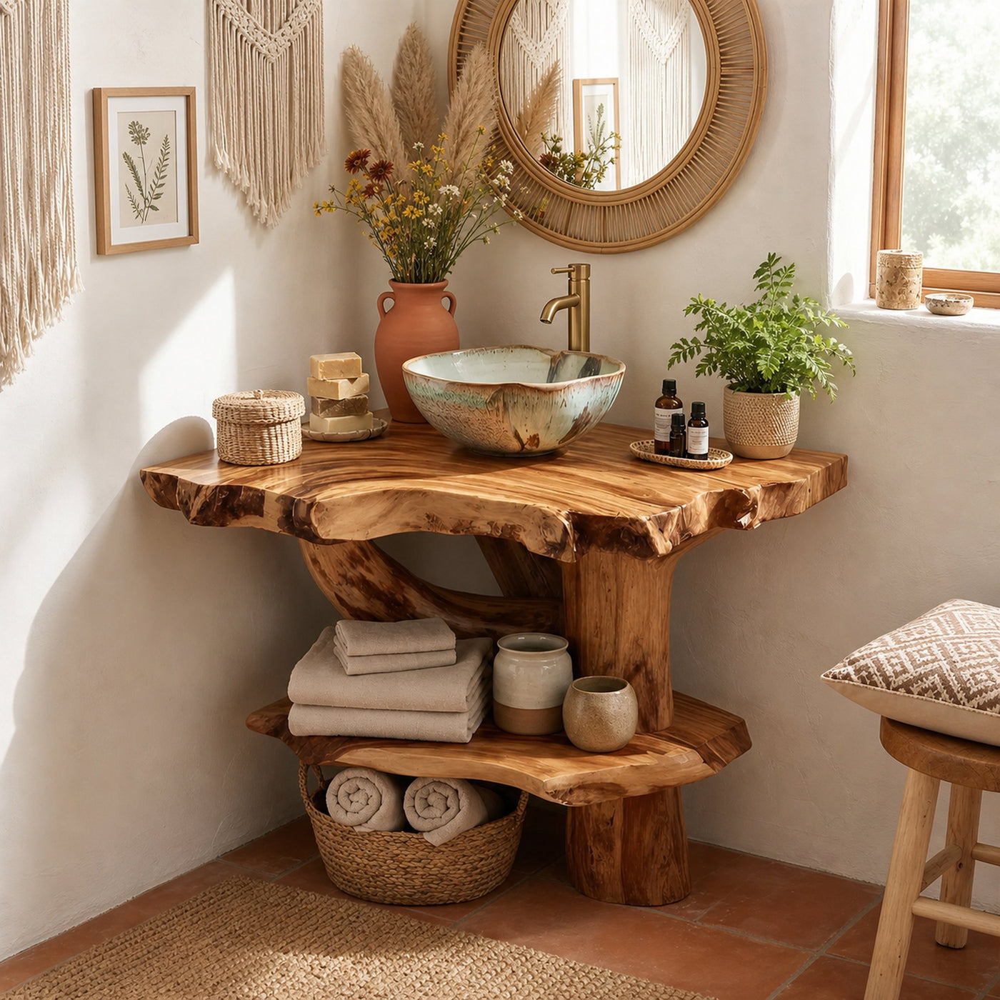 Contemporary Handmade Sink Vanity For Double Bathroom