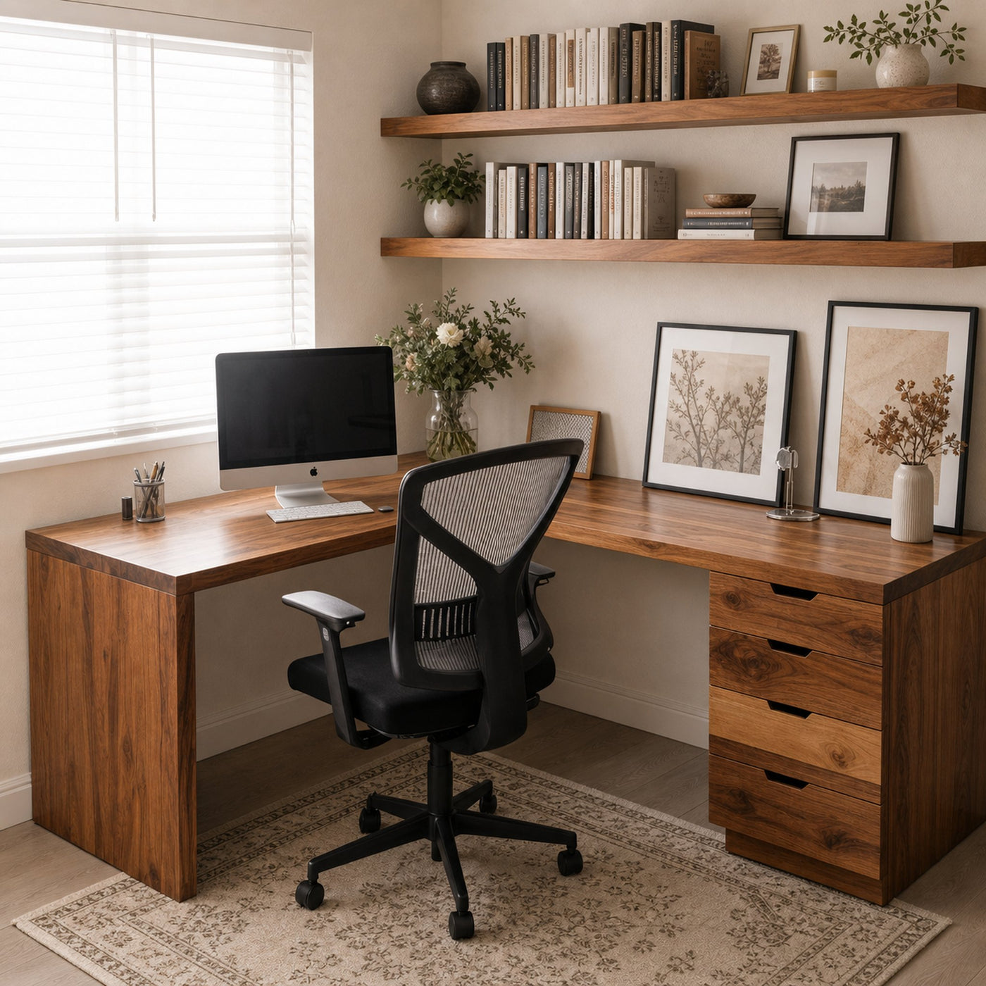 Contemporary L Shaped Desk With Drawers For Home Office - product view 4
