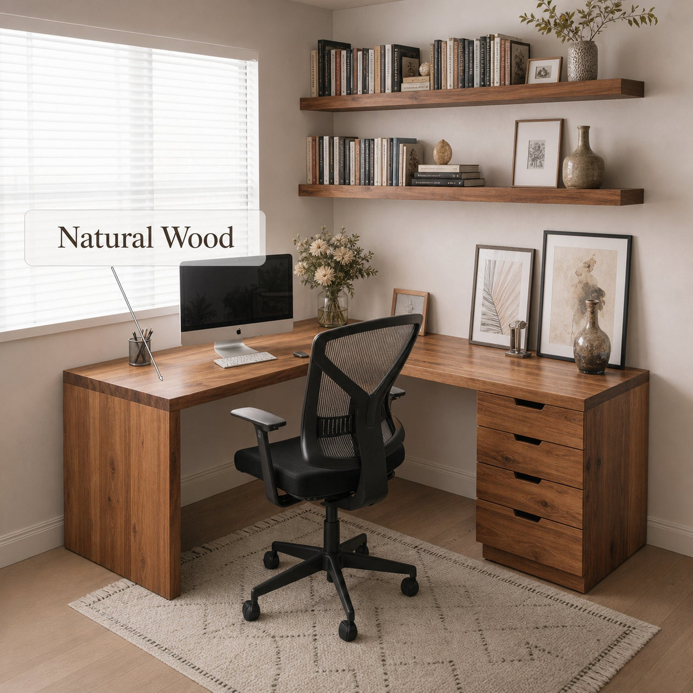 Contemporary L Shaped Desk With Drawers For Home Office - product view 5