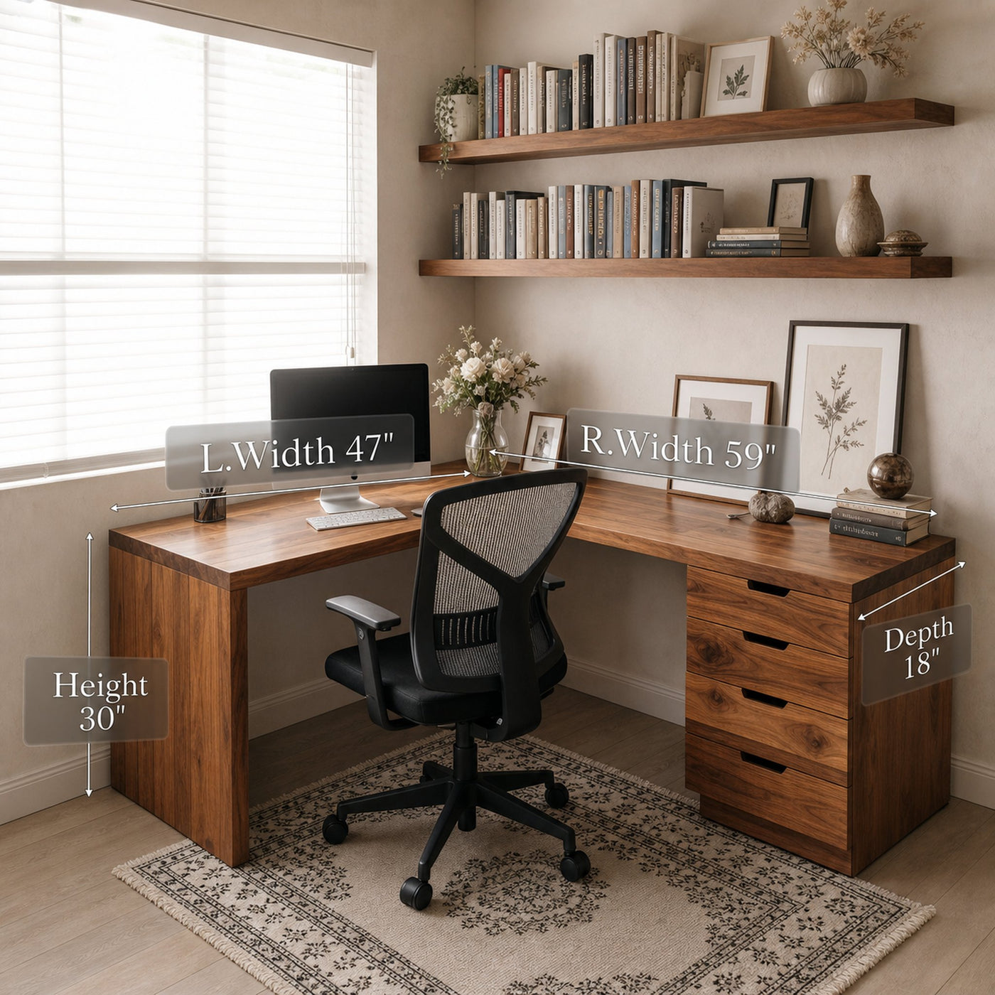 Contemporary L Shaped Desk With Drawers For Home Office - product view 6