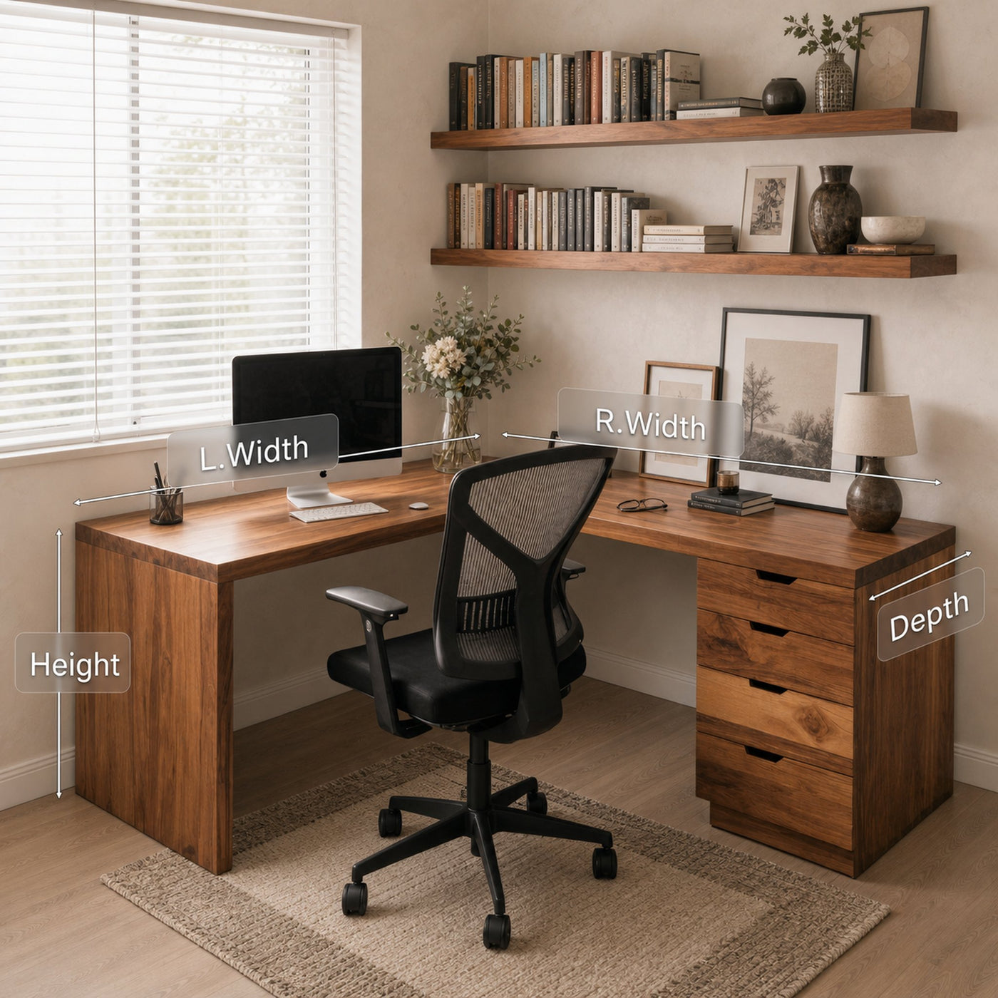 Contemporary L Shaped Desk With Drawers For Home Office - product view 7