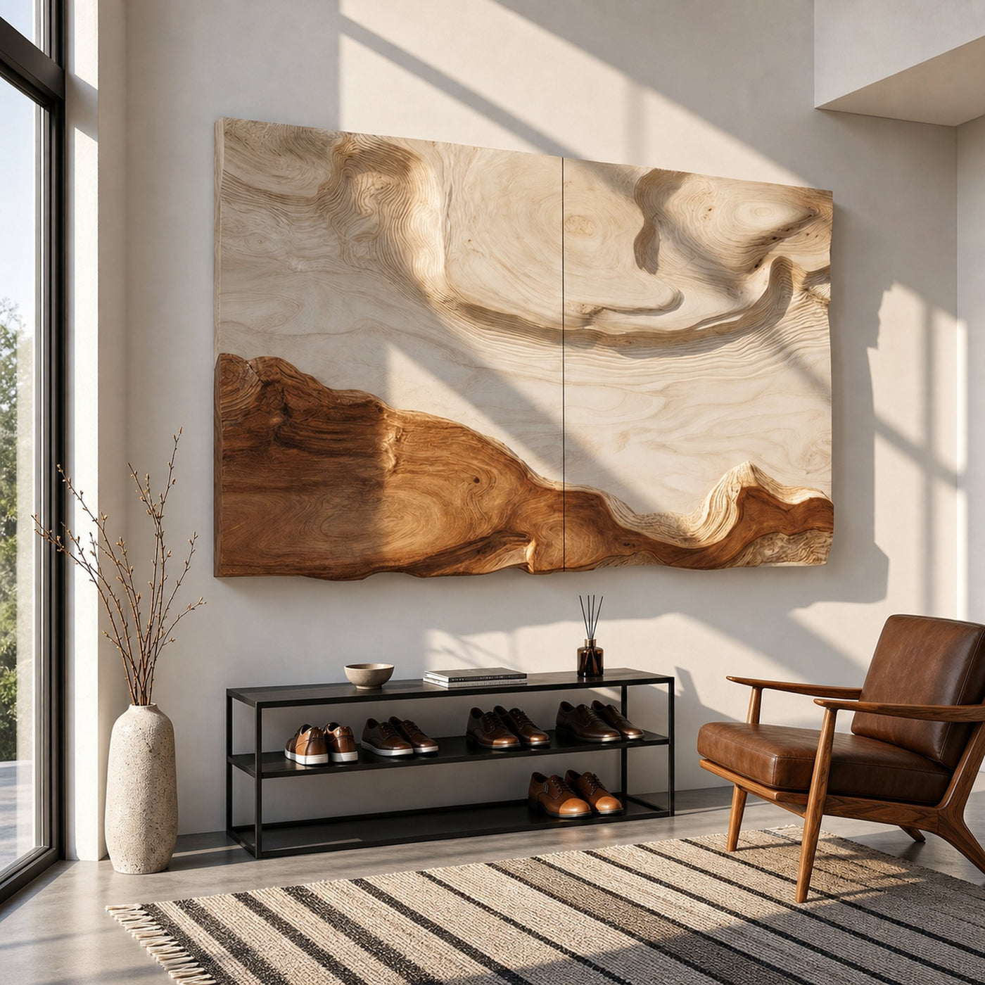 Contemporary Landscape Wood Wall Decor For Elegant Organic Home Design