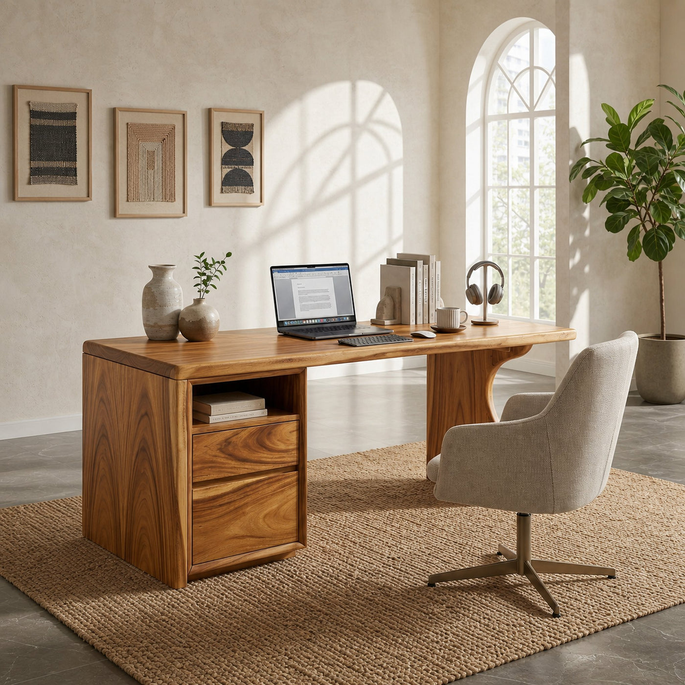 Contemporary Laptop Desk With Side Storage For City Apartment Office - product view 3