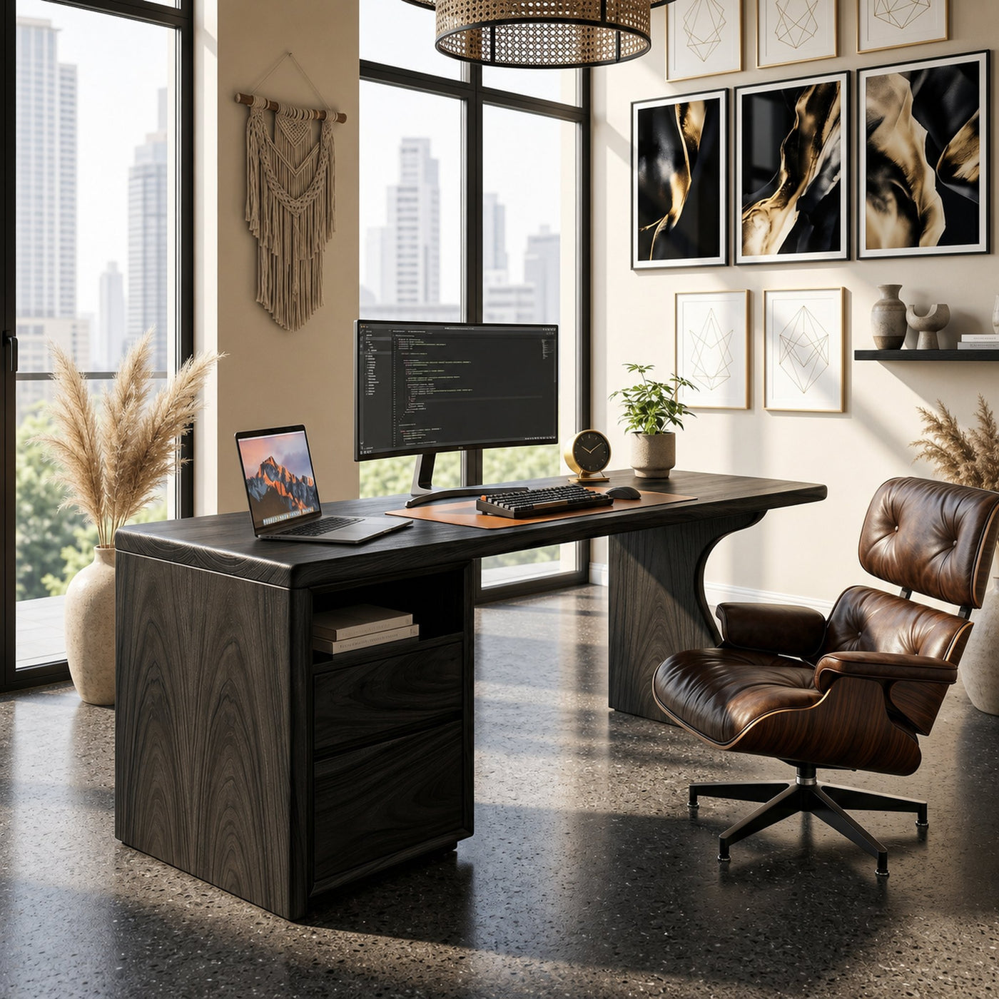 Contemporary Laptop Desk With Side Storage For City Apartment Office - product view 4