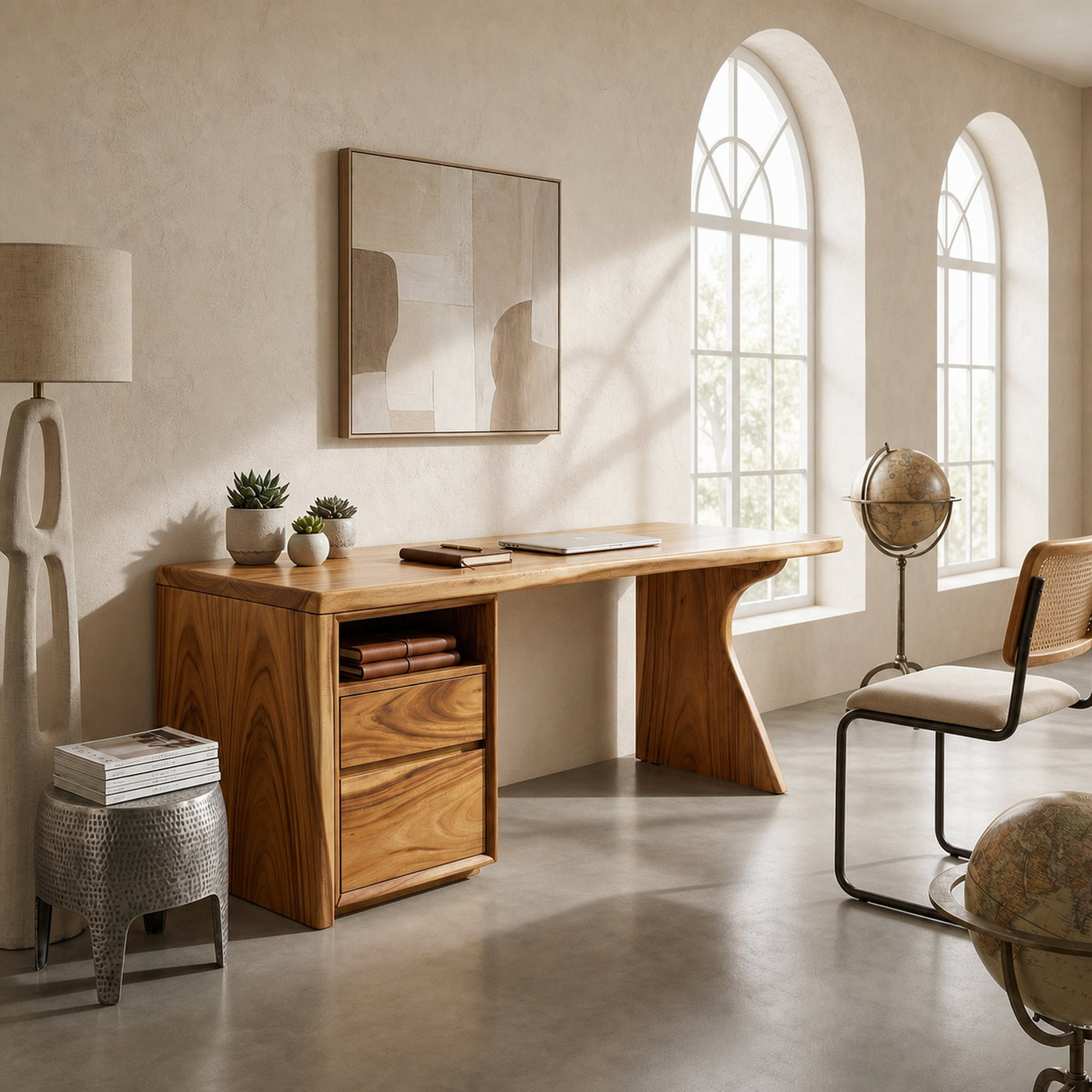 Contemporary Laptop Desk With Side Storage For City Apartment Office - product view 5