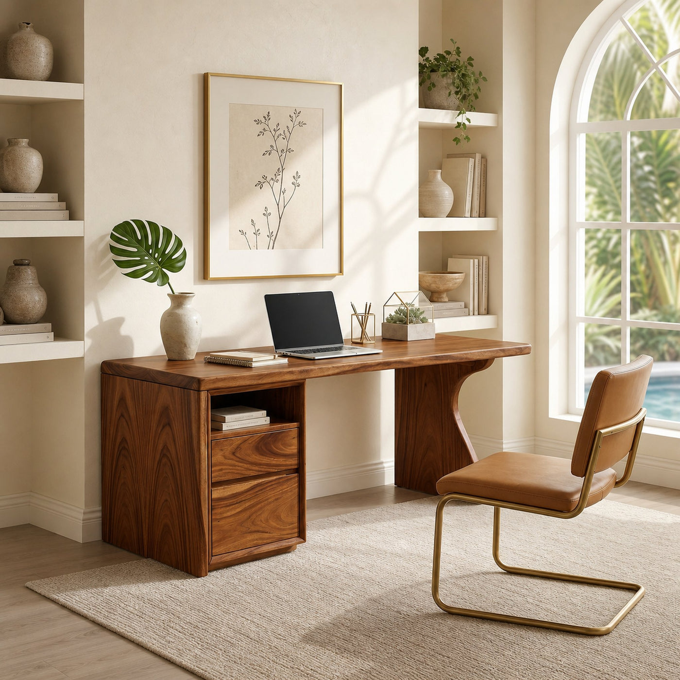 Contemporary Laptop Desk With Side Storage For City Apartment Office - product view 6
