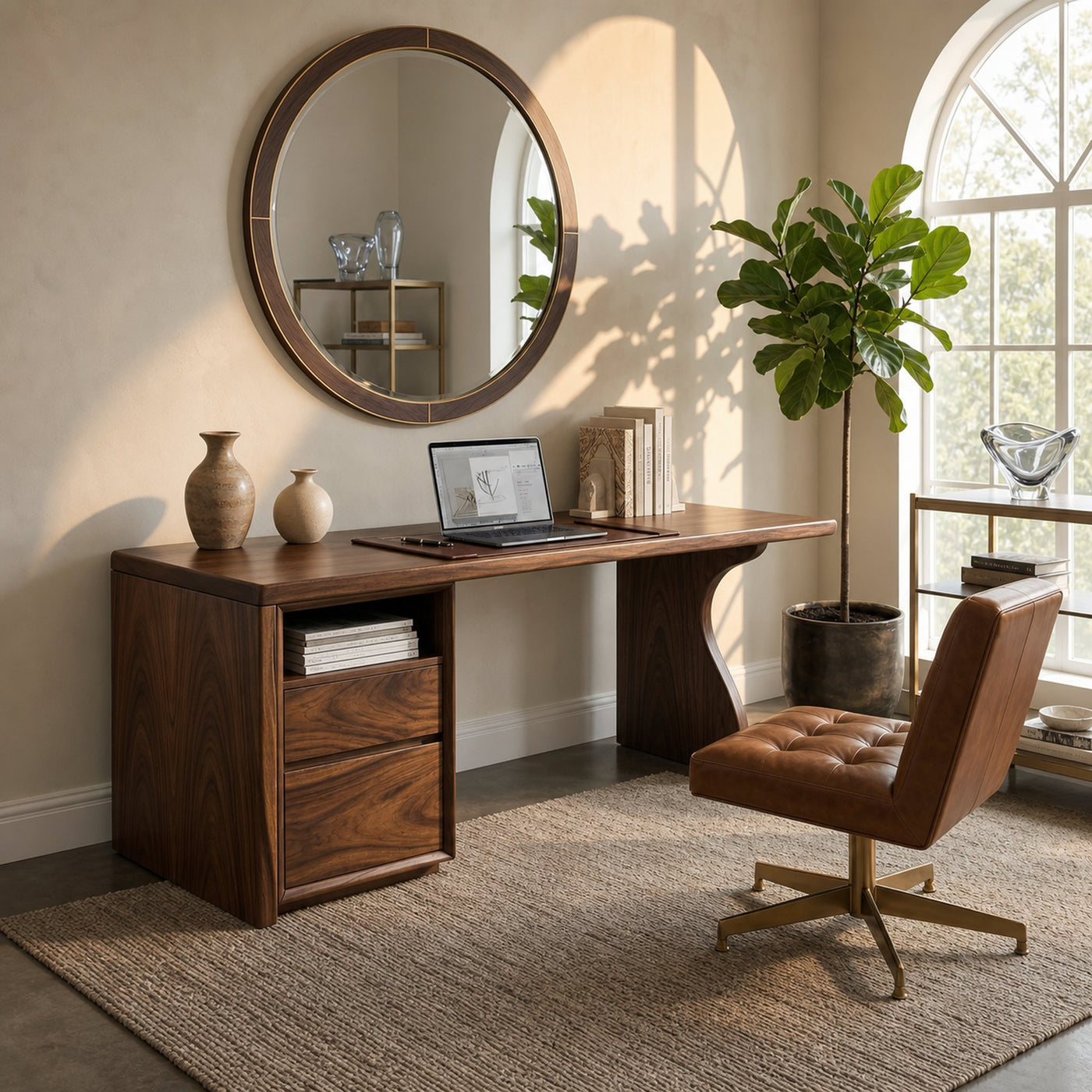 Contemporary Laptop Desk With Side Storage For City Apartment Office - product view 7