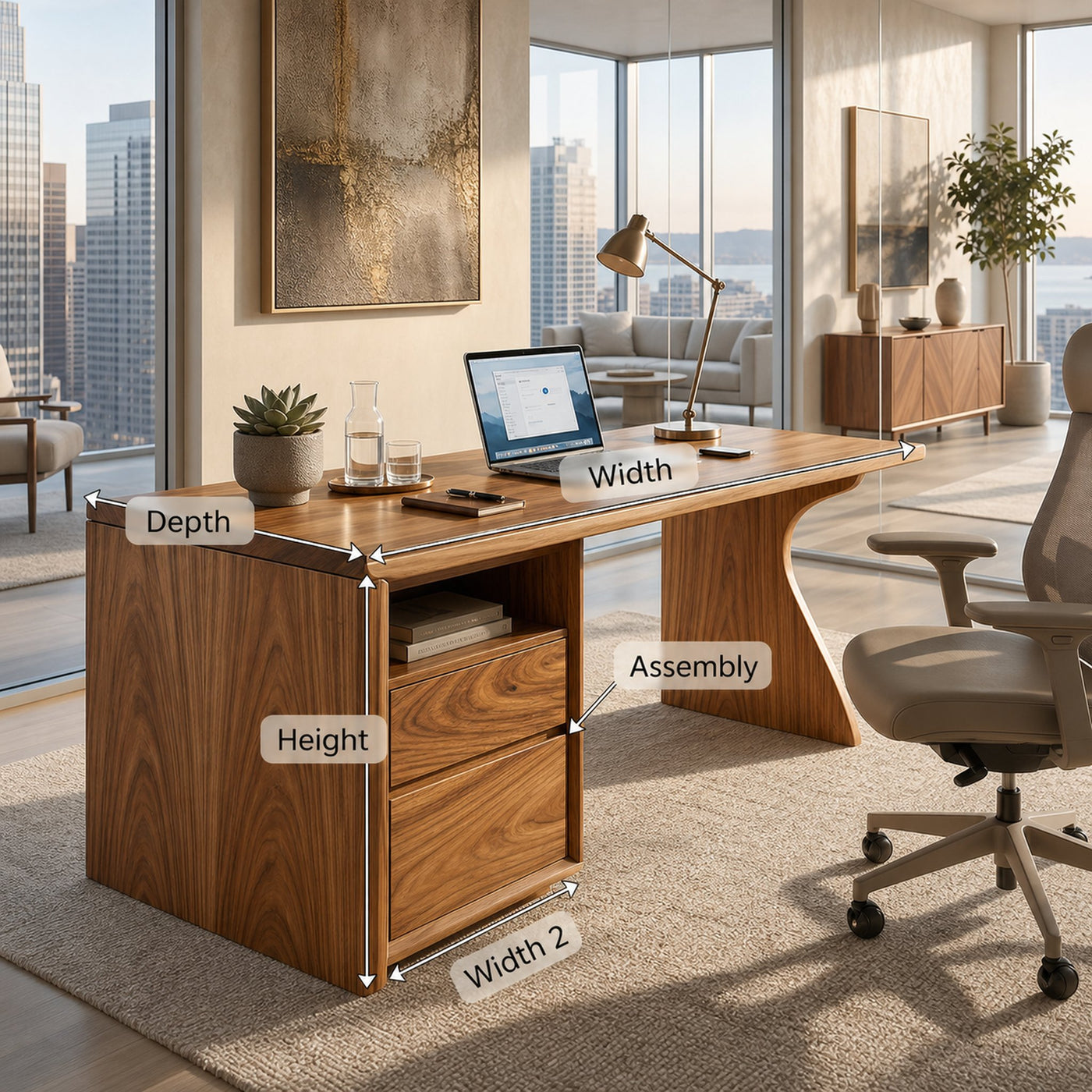 Contemporary Laptop Desk With Side Storage For City Apartment Office - product view 8