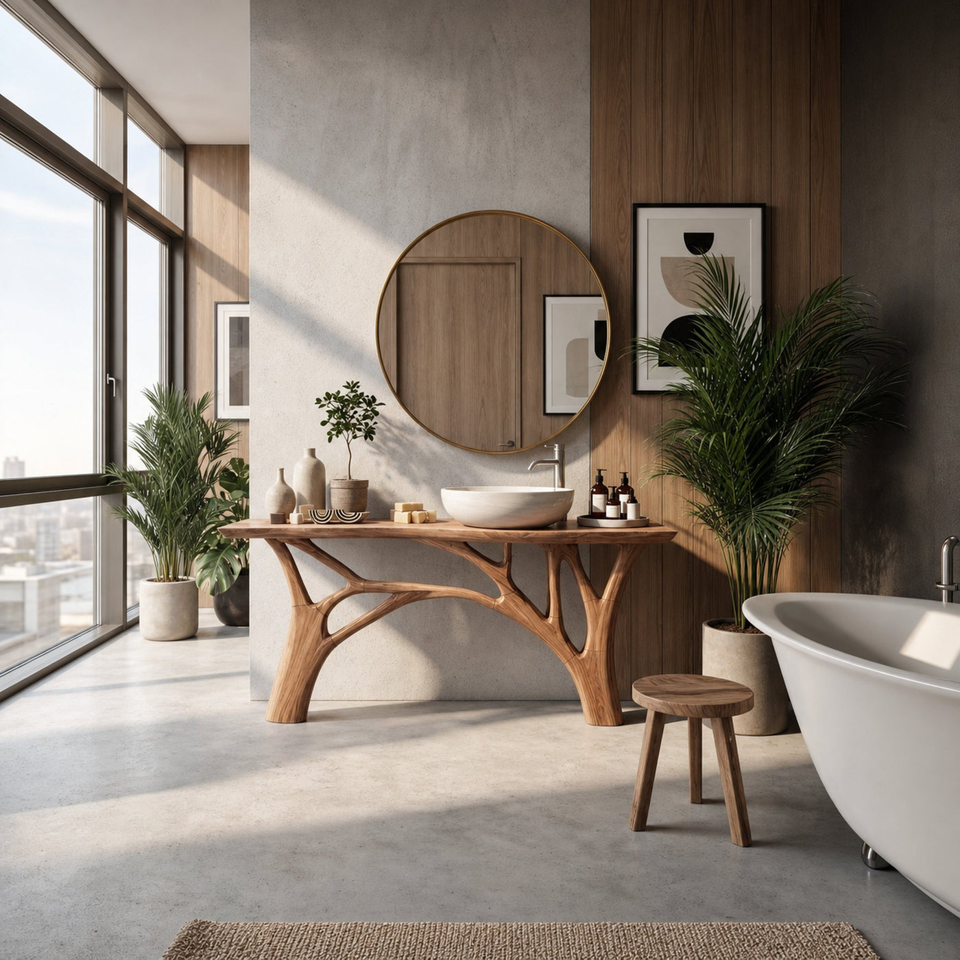 Contemporary Live Edge Vanity For Minimal Bathroom Space - product view 2