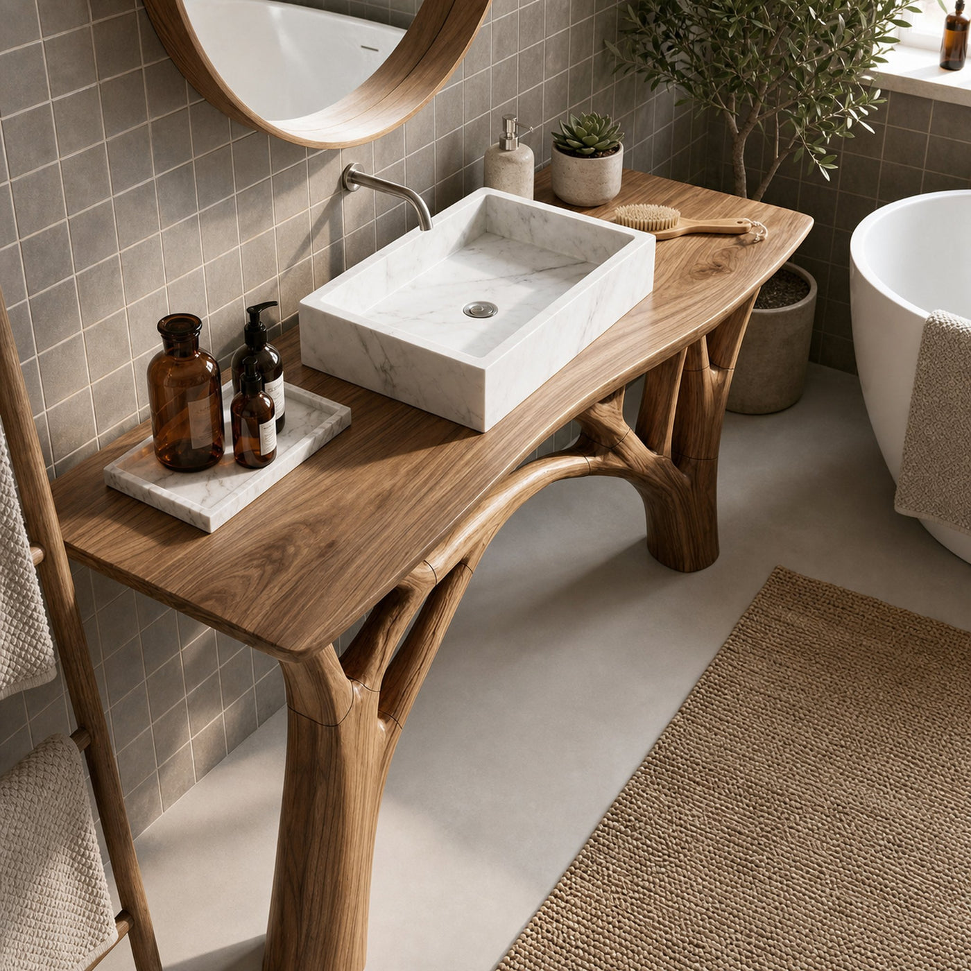 Contemporary Live Edge Vanity For Minimal Bathroom Space - product view 6