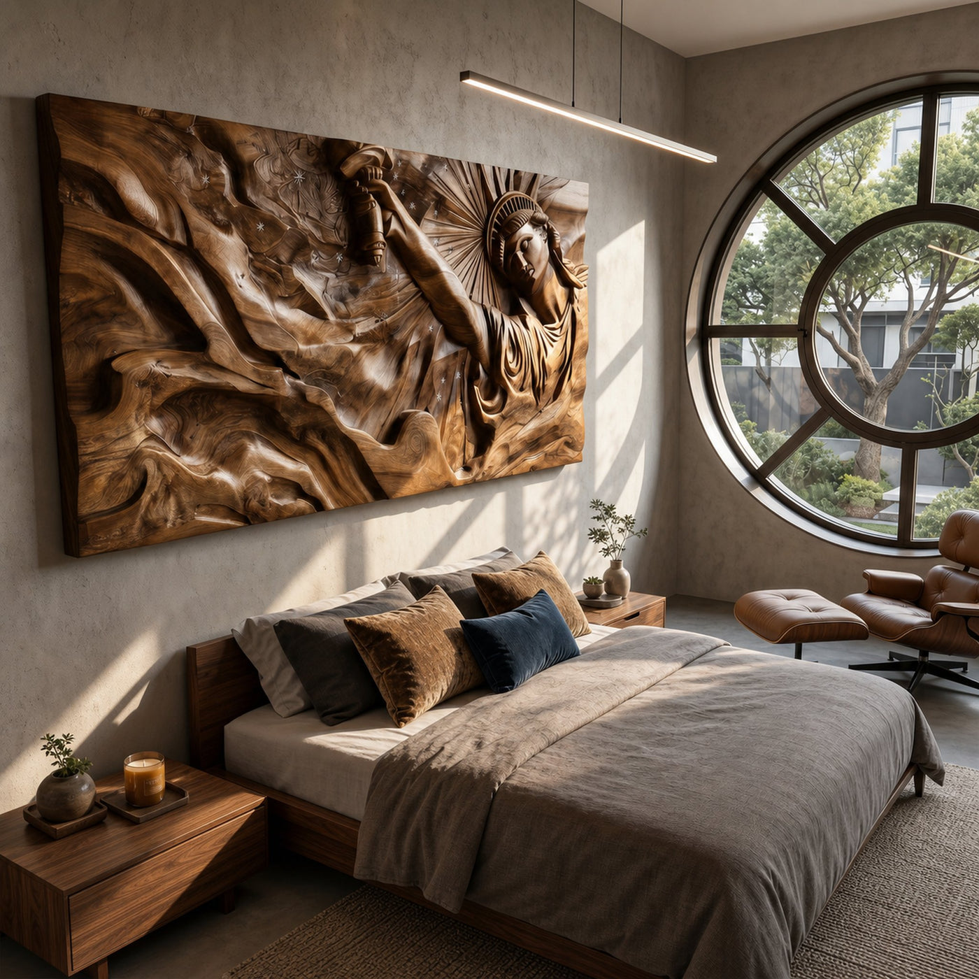 Contemporary Luxe Liberty Wood Wall Art Reception Lobby Interior Design - product view 2