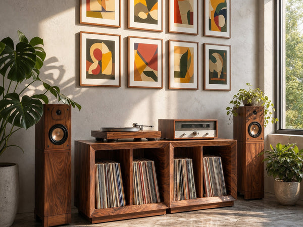 Contemporary Modular Vinyl Storage Cabinet Audiophile Lounge
