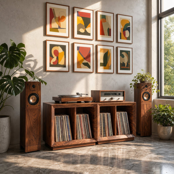 Contemporary Modular Vinyl Storage Cabinet Audiophile Lounge