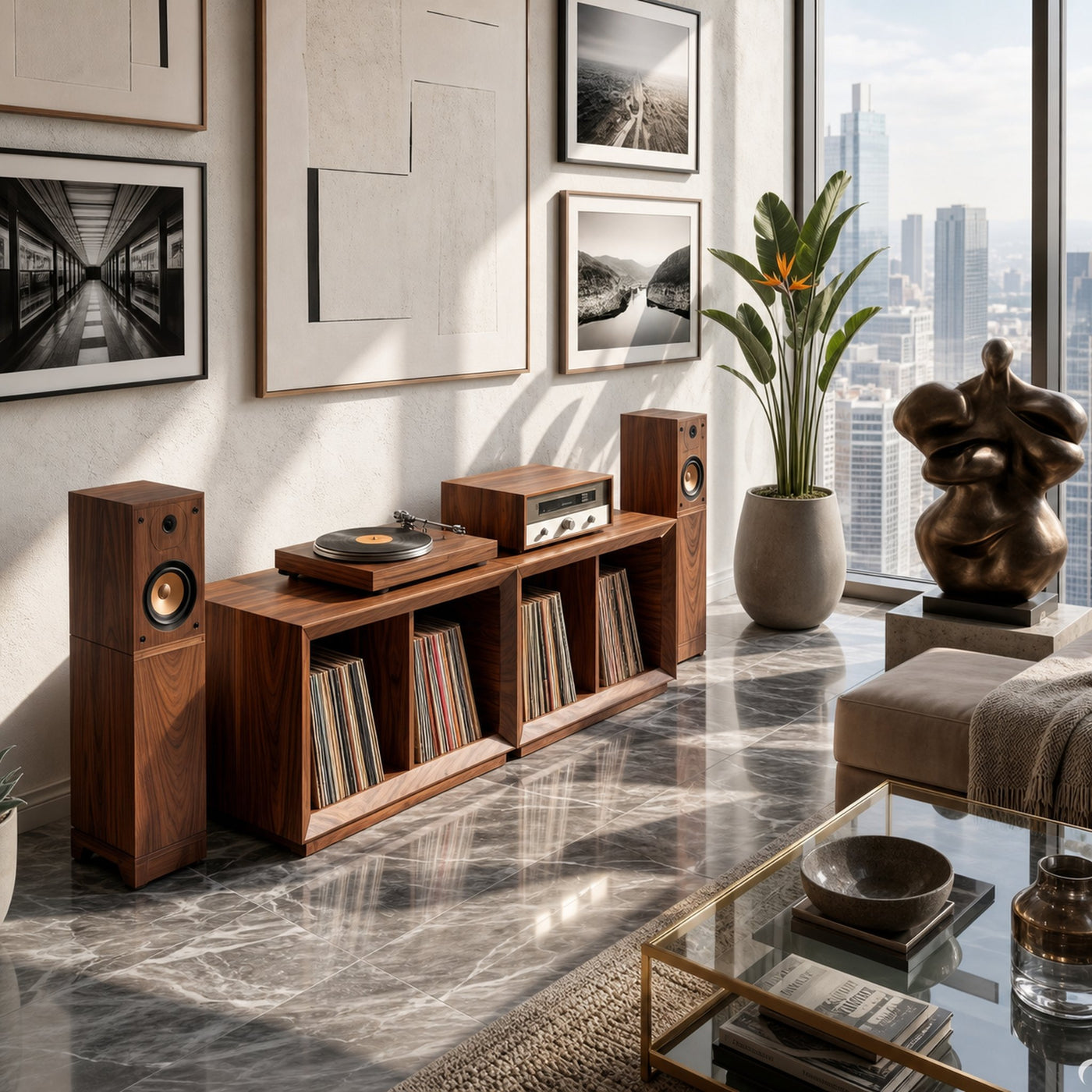 Contemporary Modular Vinyl Storage Cabinet Audiophile Lounge - product view 2