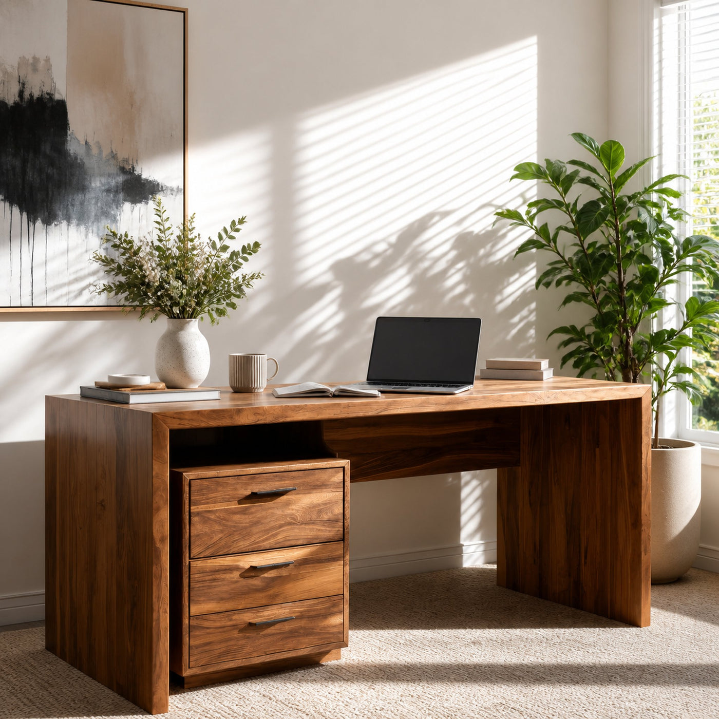 Contemporary Office Desk With Storage Drawers For Home Office - product view 2