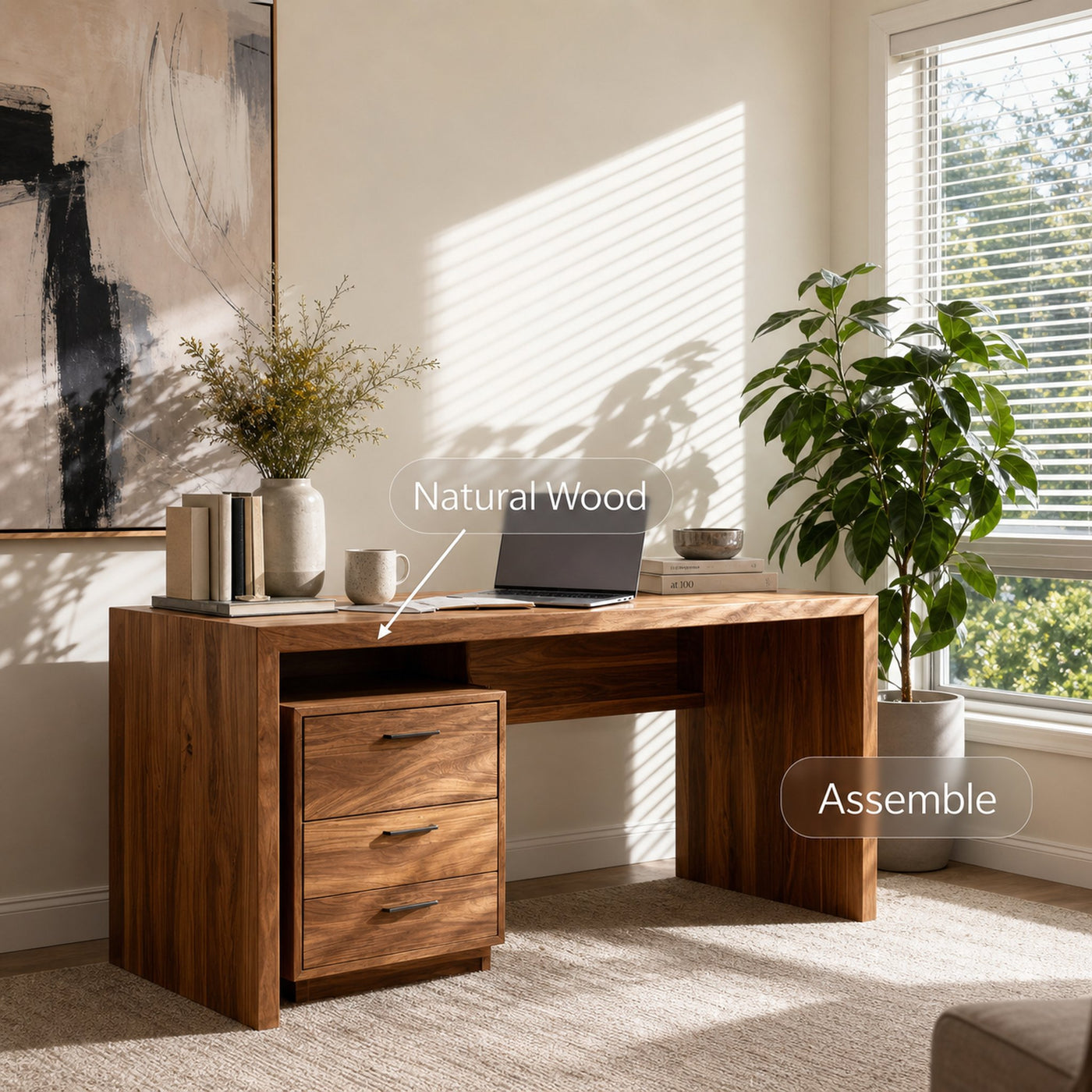 Contemporary Office Desk With Storage Drawers For Home Office - product view 5