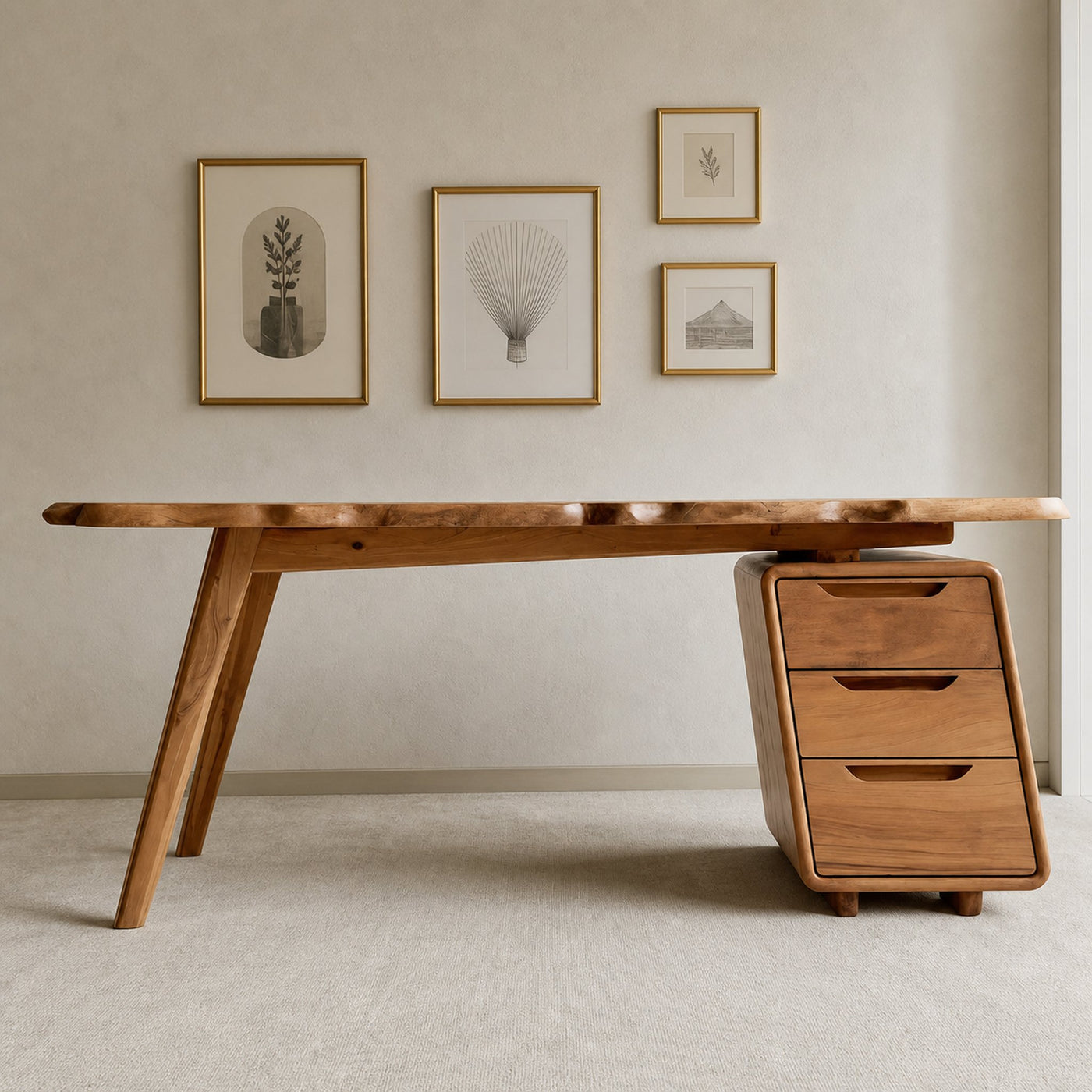 Contemporary Office Desk With Storage Drawers For Home Workspace - product view 4