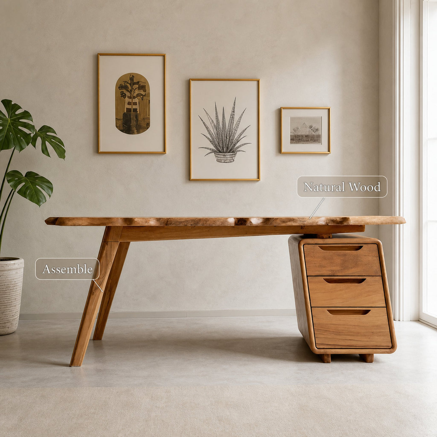 Contemporary Office Desk With Storage Drawers For Home Workspace - product view 5