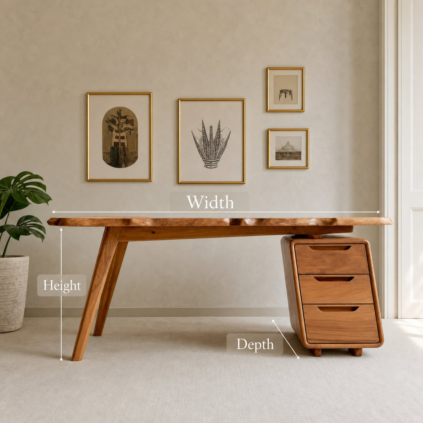 Contemporary Office Desk With Storage Drawers For Home Workspace - product view 6