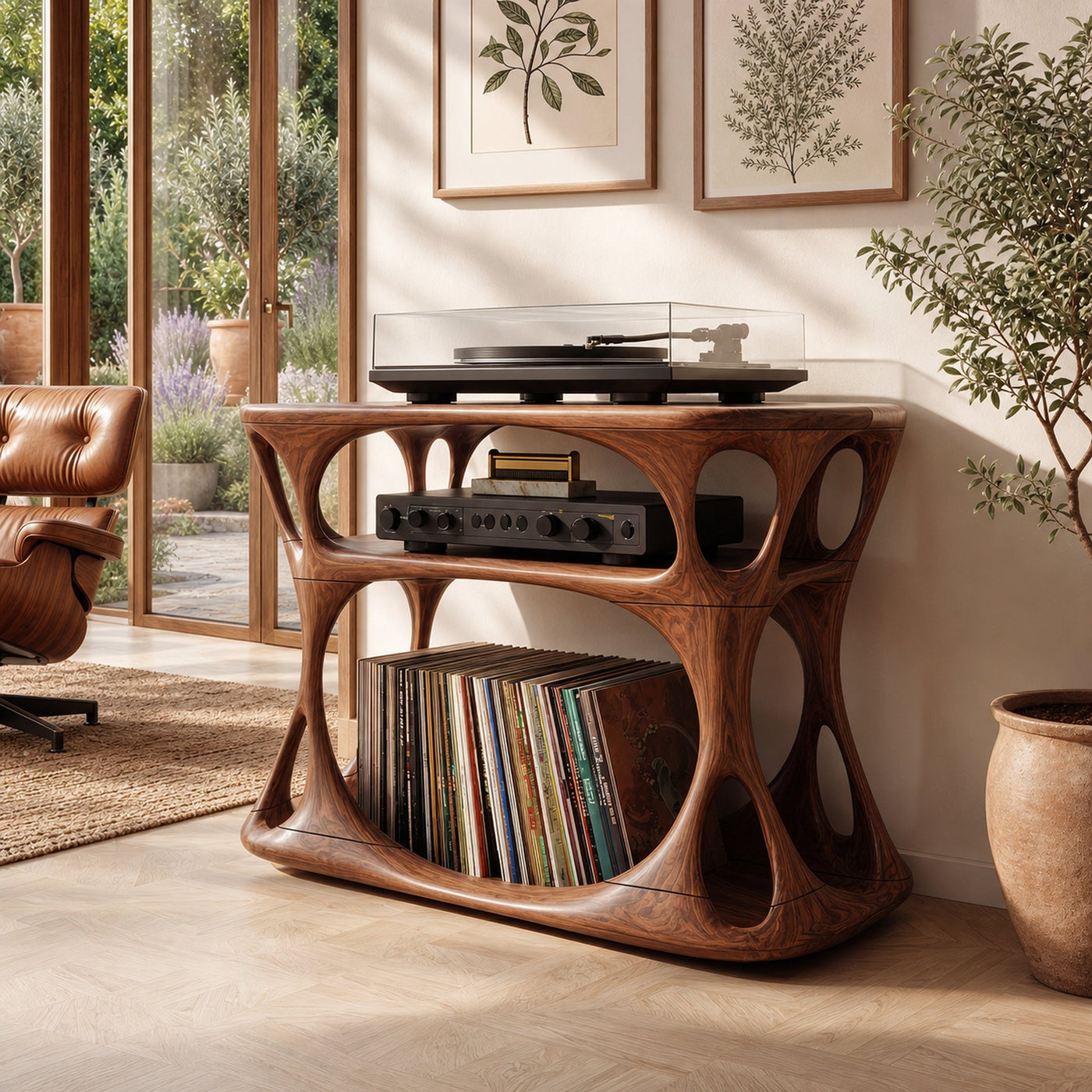 Contemporary Record Player Cabinet For Apartment Interior Space