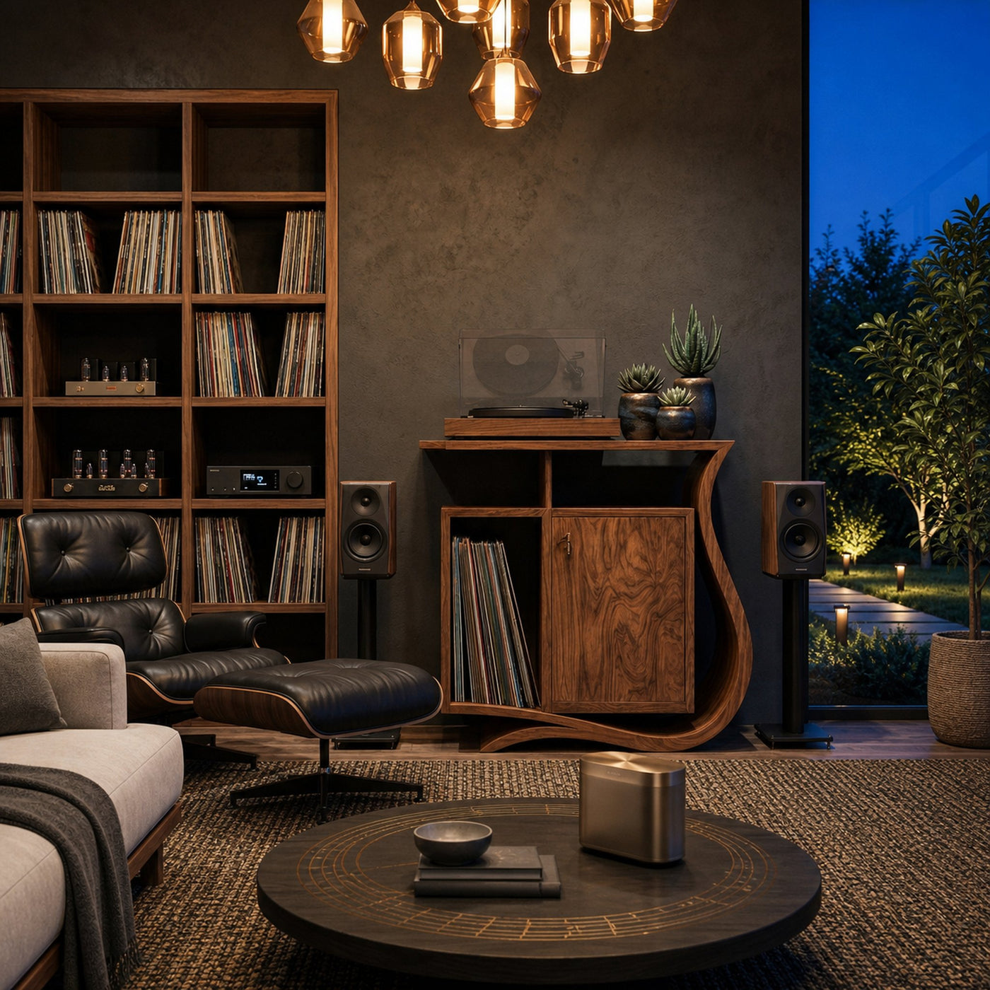 Contemporary Record Player Stand With Asymmetrical Form For Living Room - product view 2