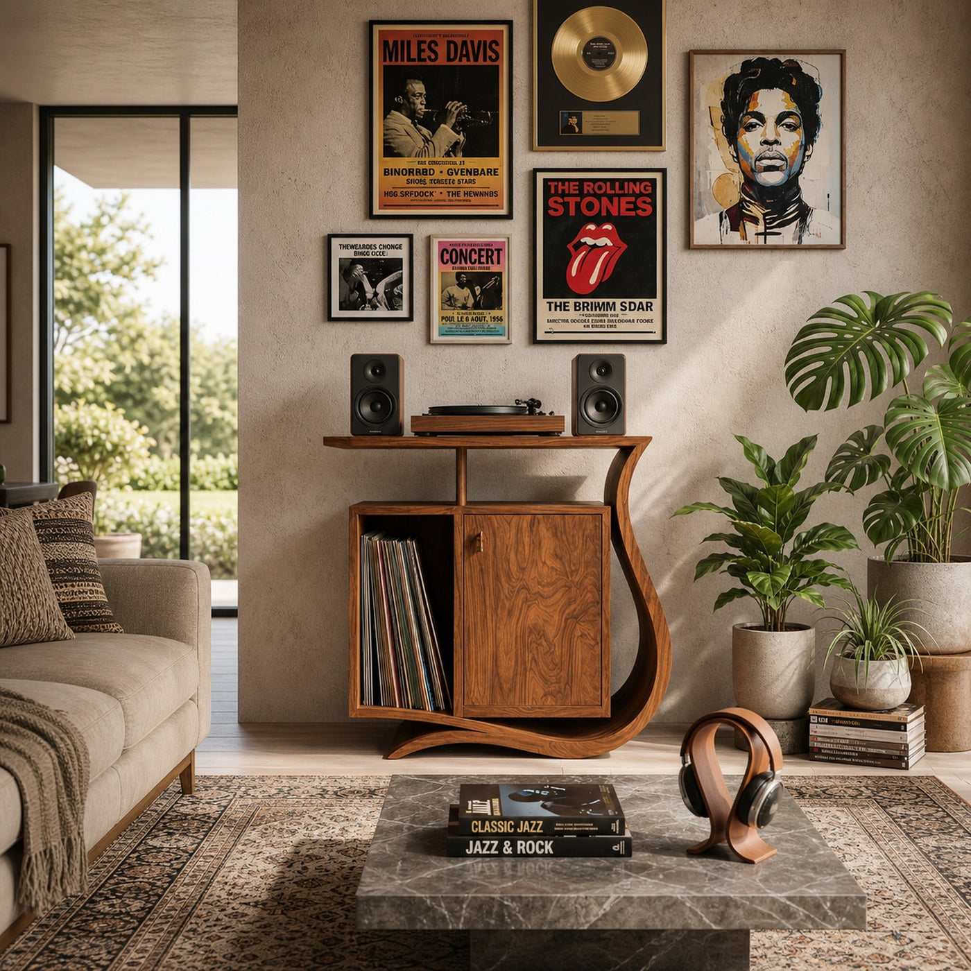 Contemporary Record Player Stand With Asymmetrical Form For Living Room - product view 6