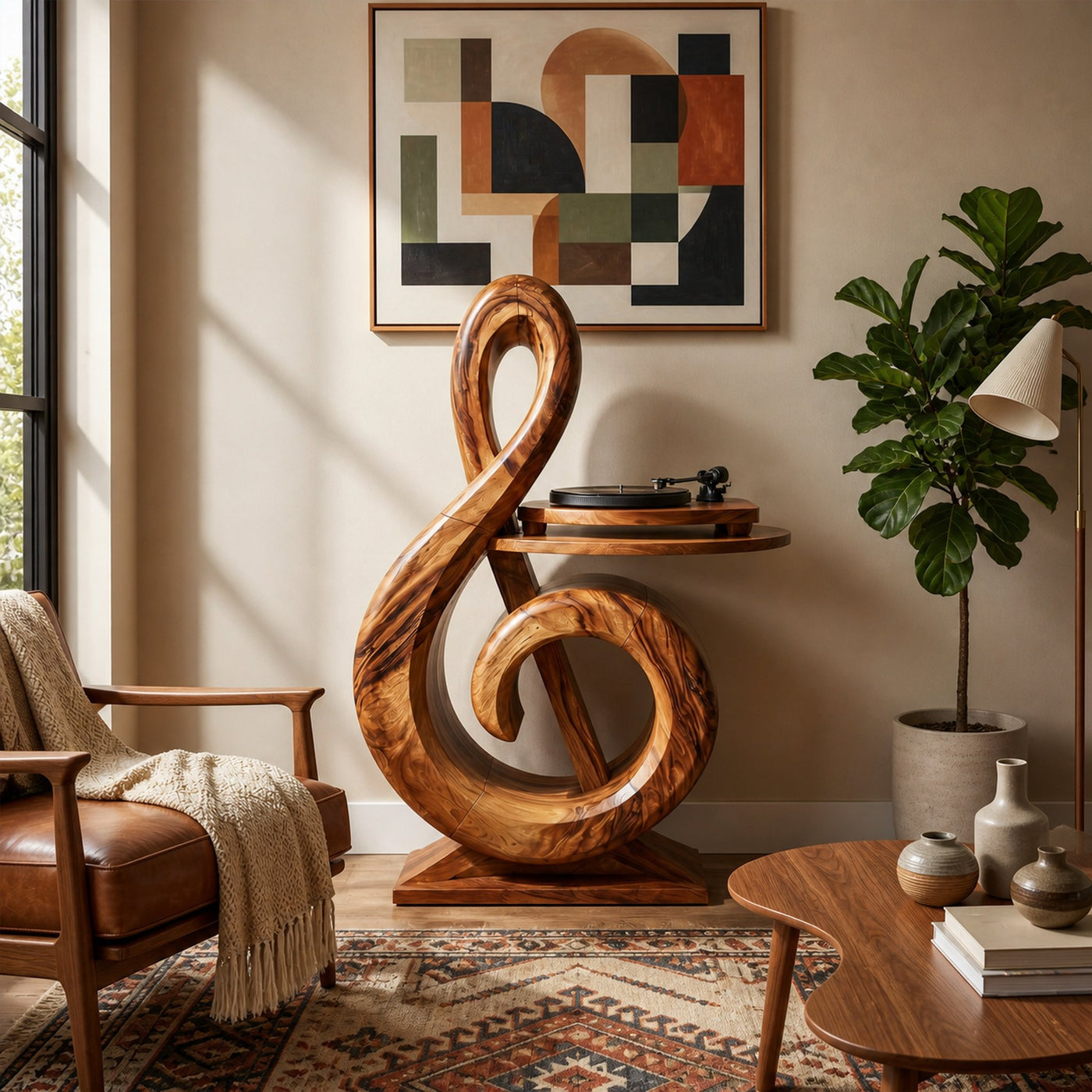 Contemporary Record Storage Stand For Living Room - product view 2