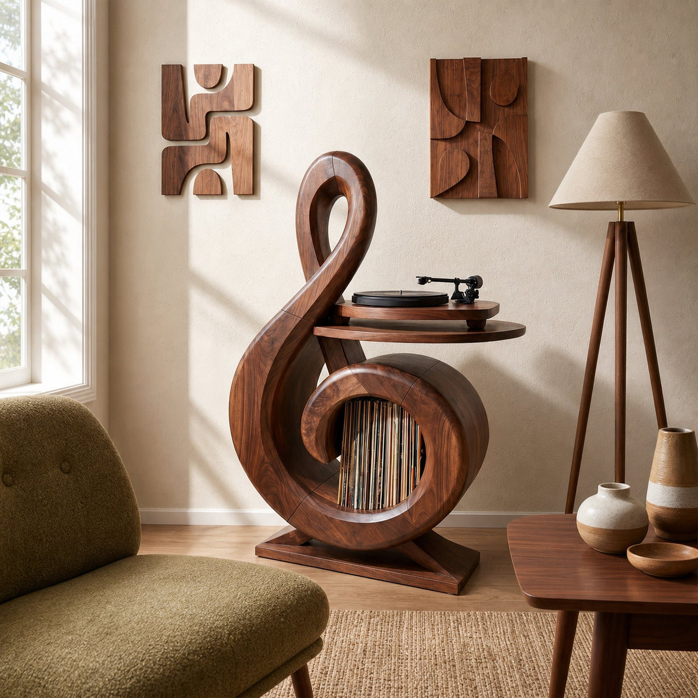 Contemporary Record Storage Stand For Living Room - product view 6
