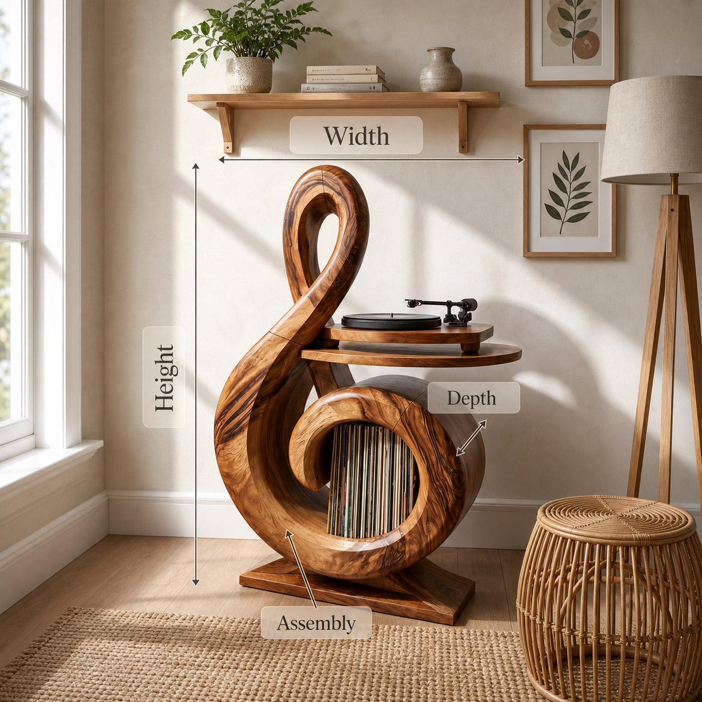 Contemporary Record Storage Stand For Living Room - product view 8