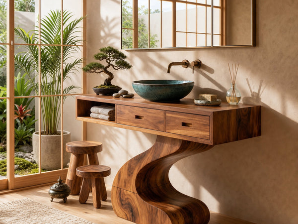 Contemporary Sculpted Vanity For Modern Bathroom Interior