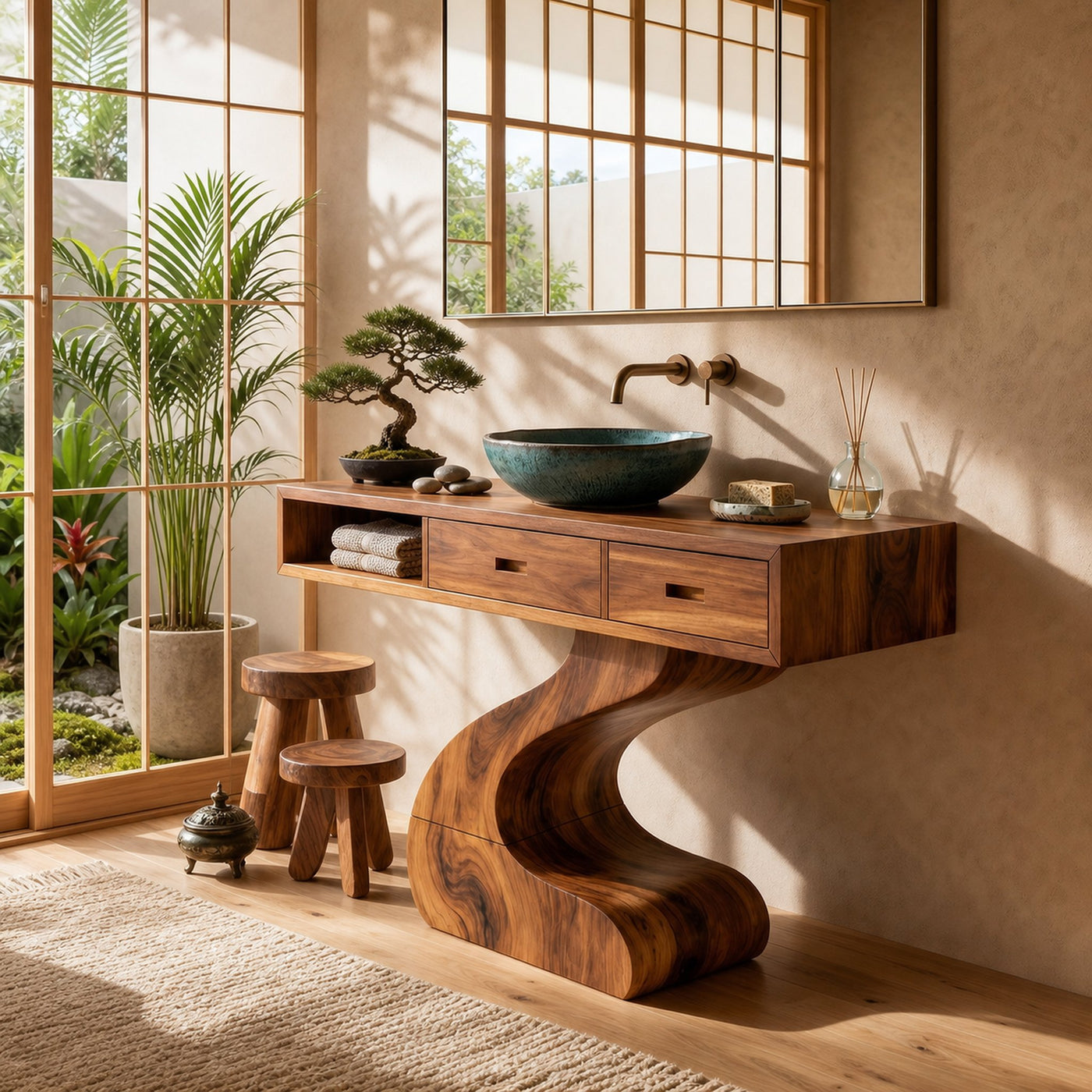 Contemporary Sculpted Vanity For Modern Bathroom Interior