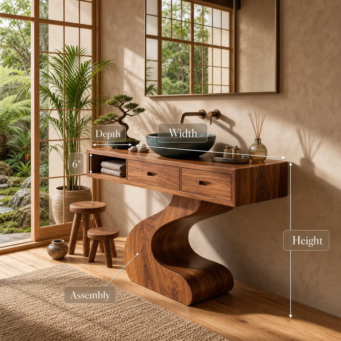 Contemporary Sculpted Vanity For Modern Bathroom Interior - product view 8