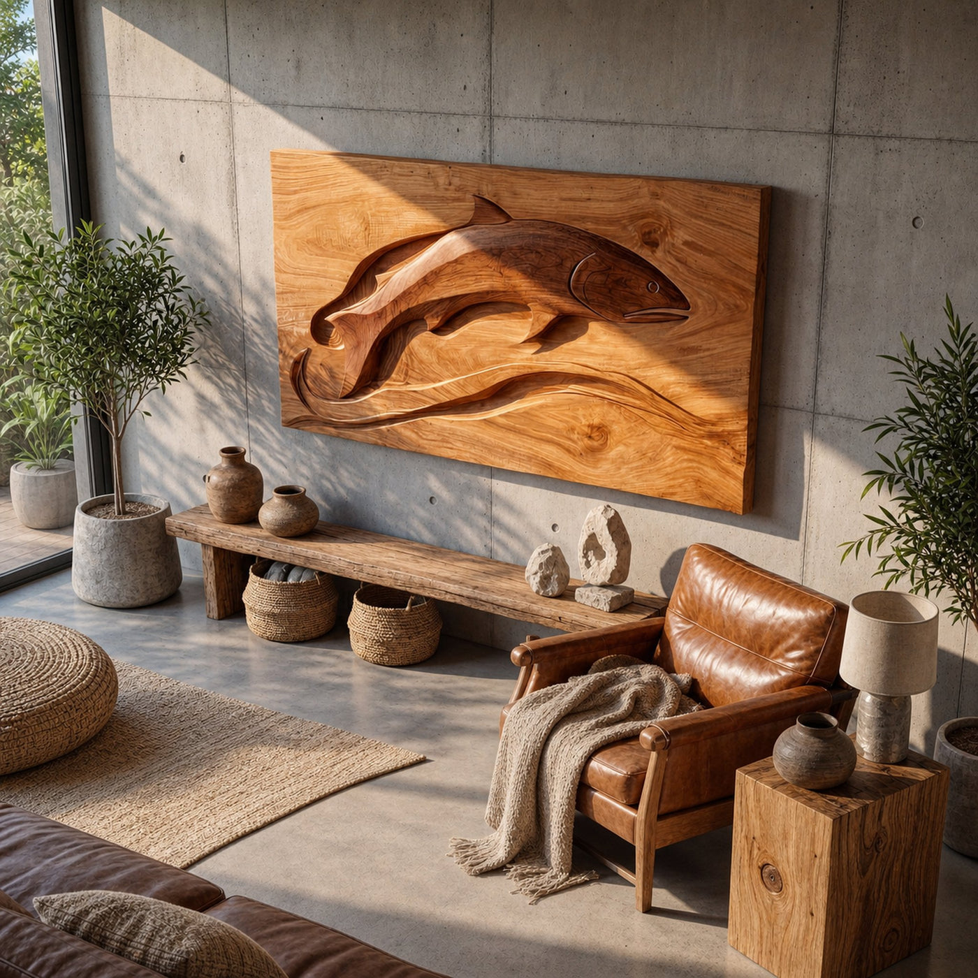 Contemporary Shark Wood Wall Art For Elegant Dining Room Styling - product view 4