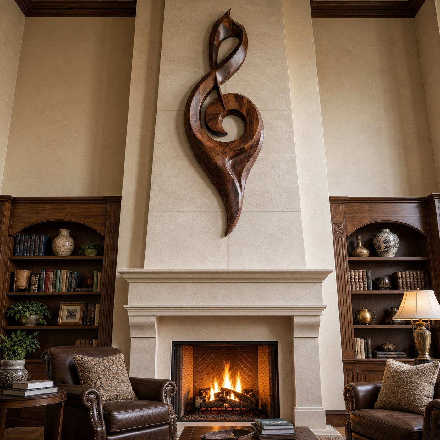 Contemporary Treble Clef Wall Sculpture With Organic Curves For Living Room - product view 2