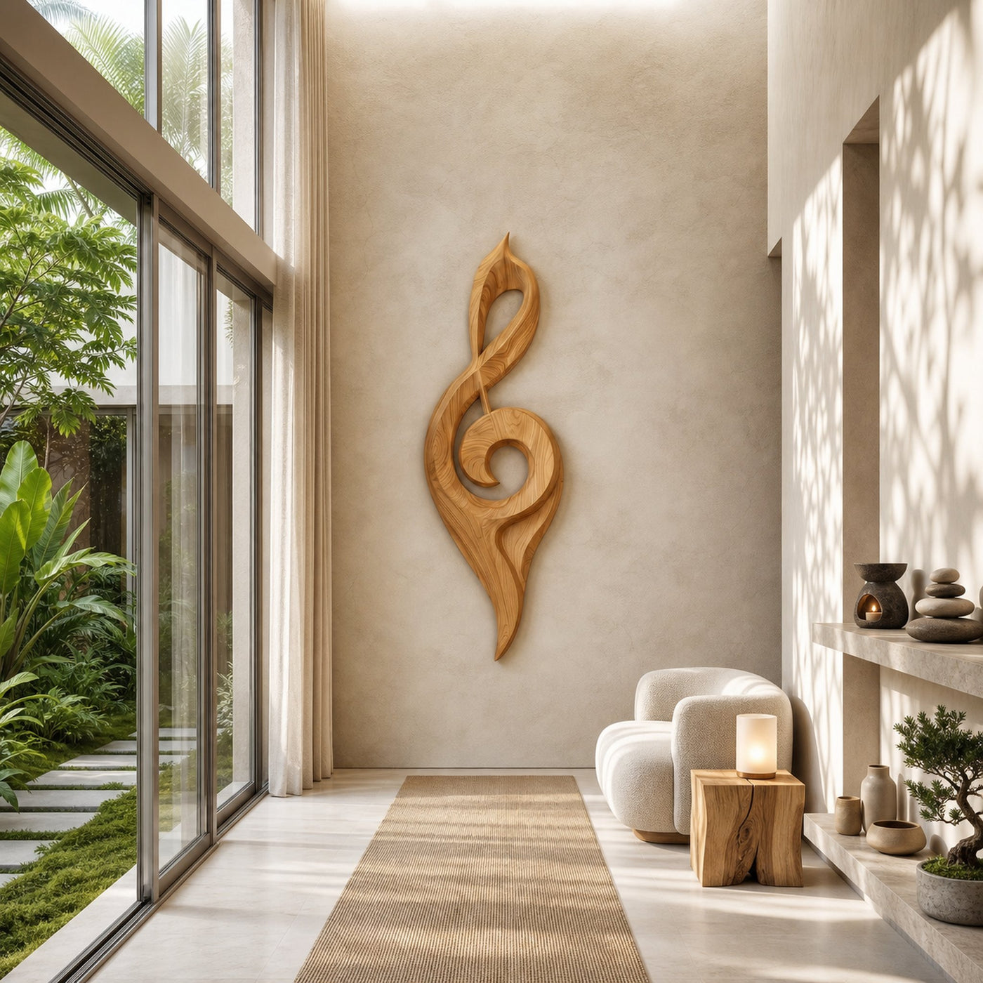 Contemporary Treble Clef Wall Sculpture With Organic Curves For Living Room - product view 5