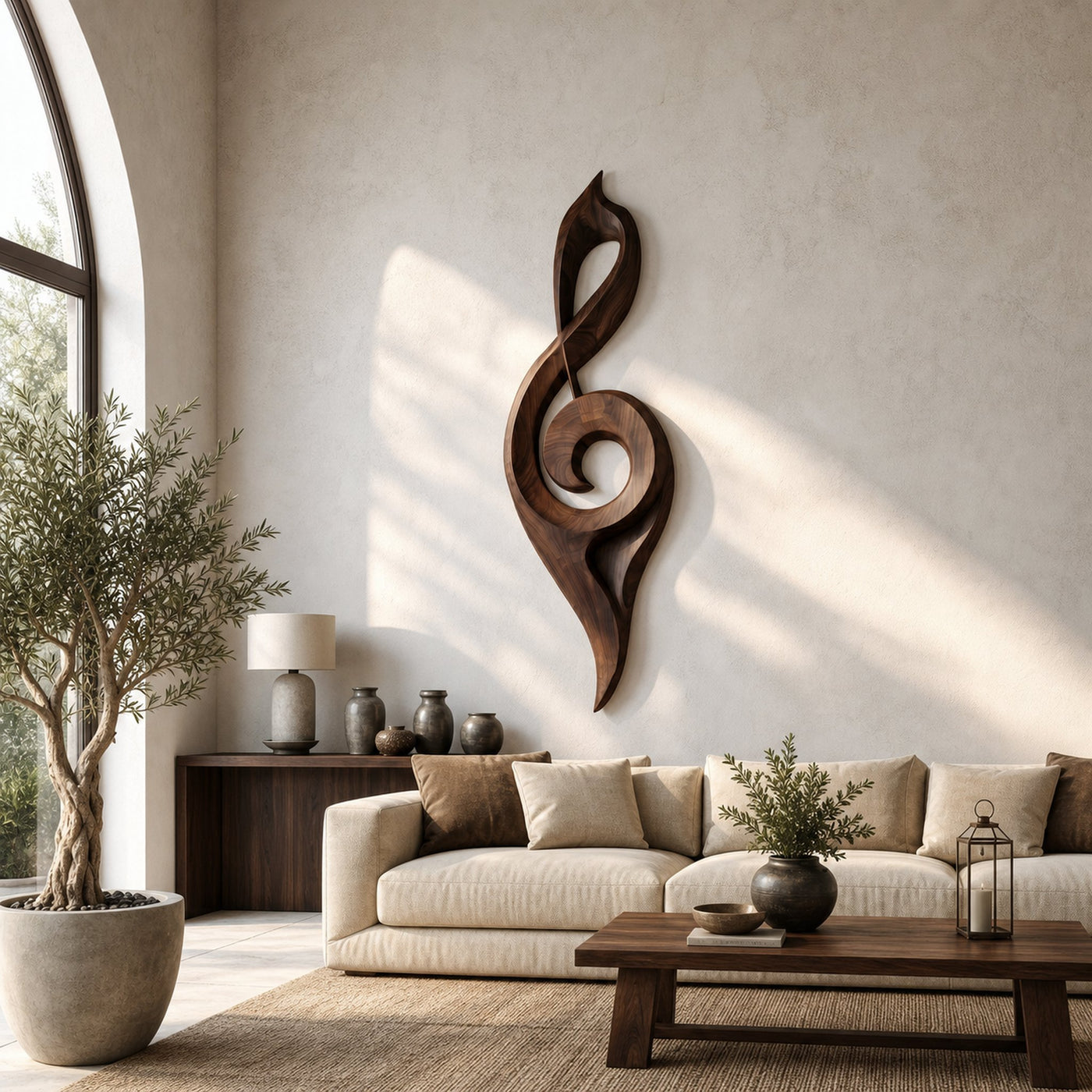 Contemporary Treble Clef Wall Sculpture With Organic Curves For Living Room - product view 7